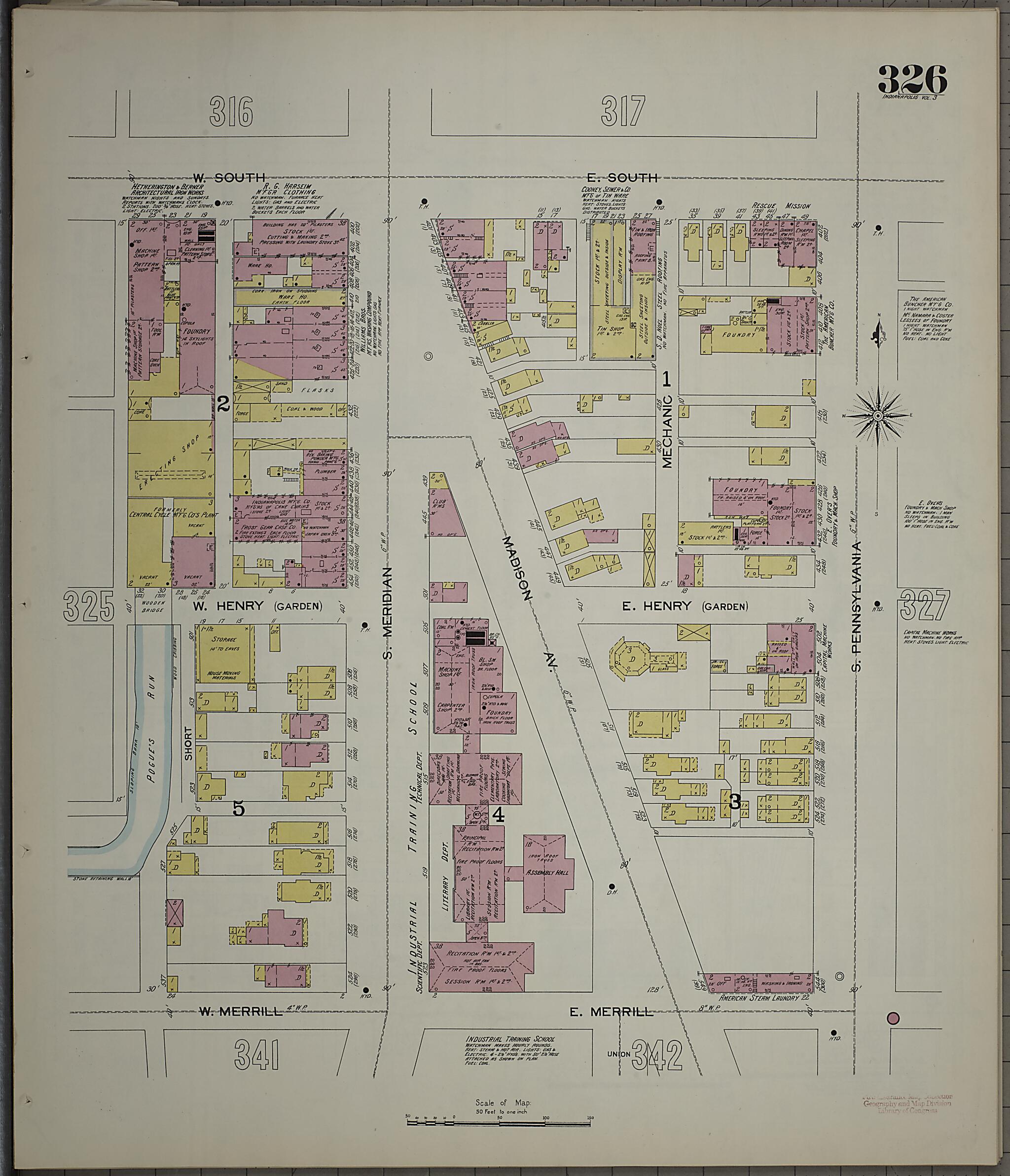 This old map of Indianapolis, Marion County, Indiana was created by Sanborn Map Company in 1898