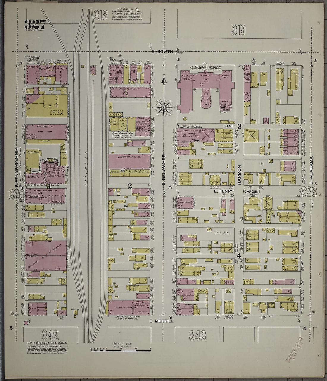 This old map of Indianapolis, Marion County, Indiana was created by Sanborn Map Company in 1898