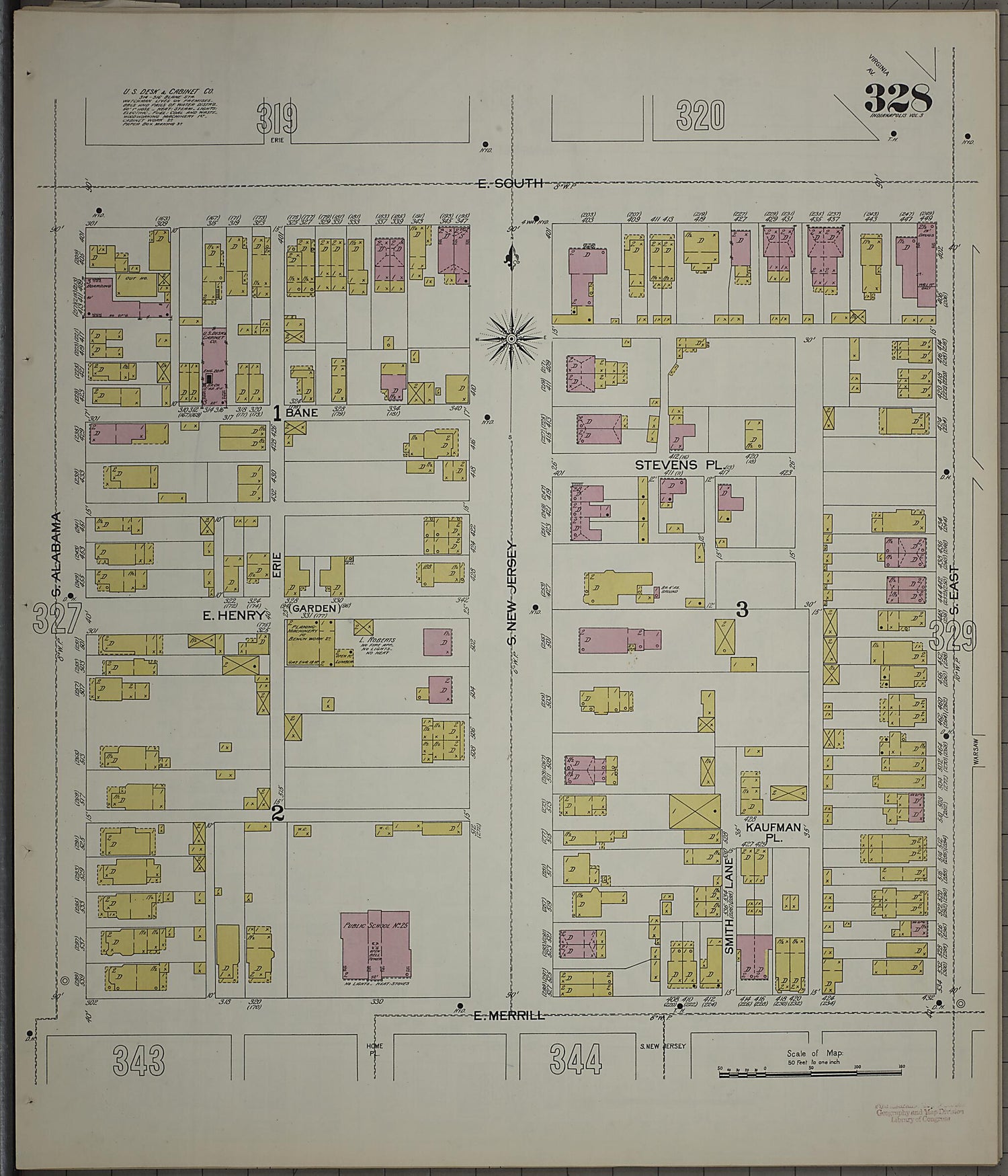 This old map of Indianapolis, Marion County, Indiana was created by Sanborn Map Company in 1898