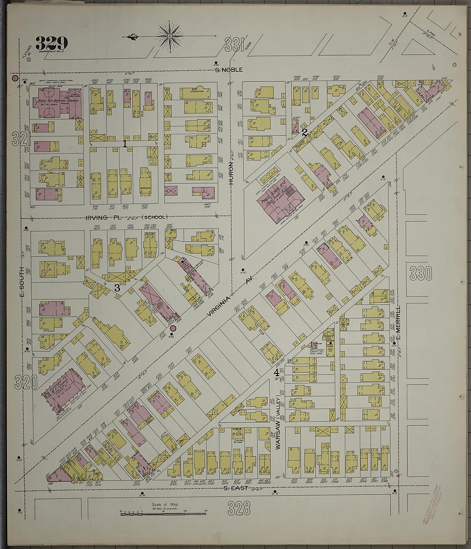 This old map of Indianapolis, Marion County, Indiana was created by Sanborn Map Company in 1898