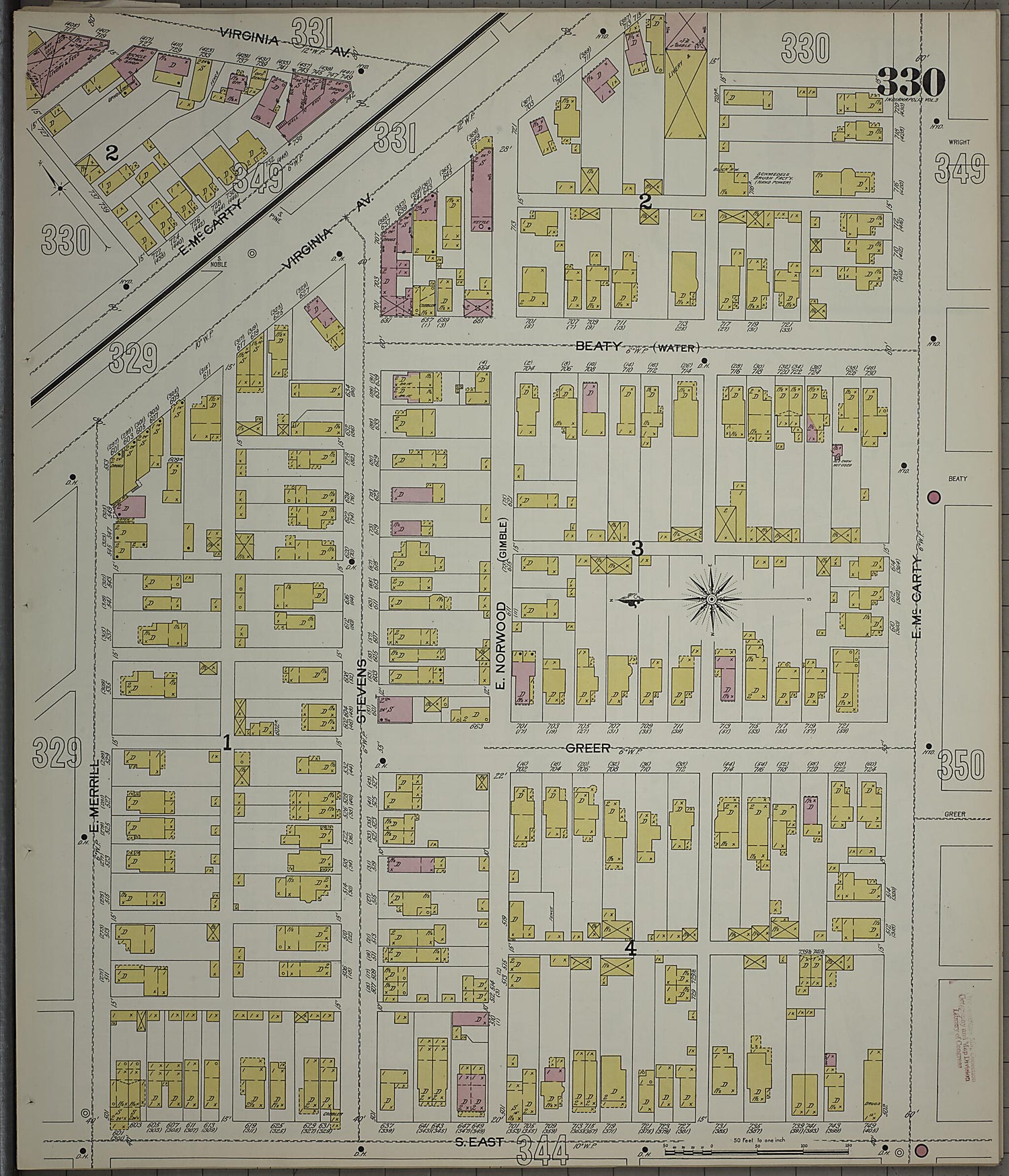 This old map of Indianapolis, Marion County, Indiana was created by Sanborn Map Company in 1898