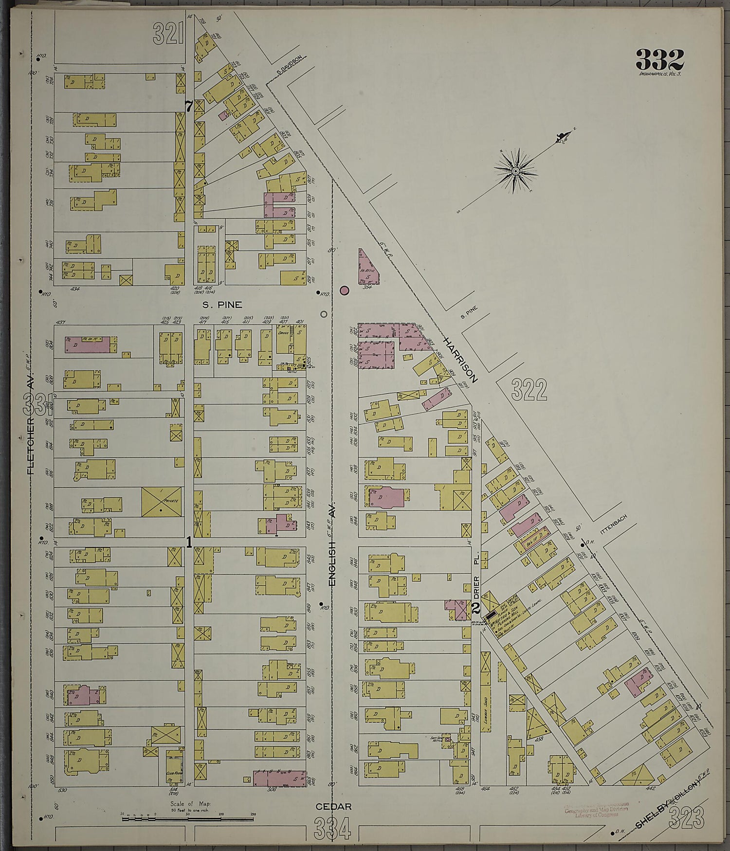 This old map of Indianapolis, Marion County, Indiana was created by Sanborn Map Company in 1898