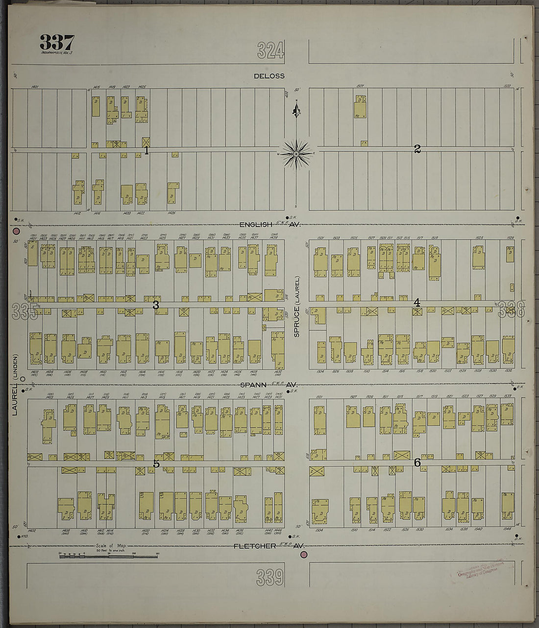 This old map of Indianapolis, Marion County, Indiana was created by Sanborn Map Company in 1898