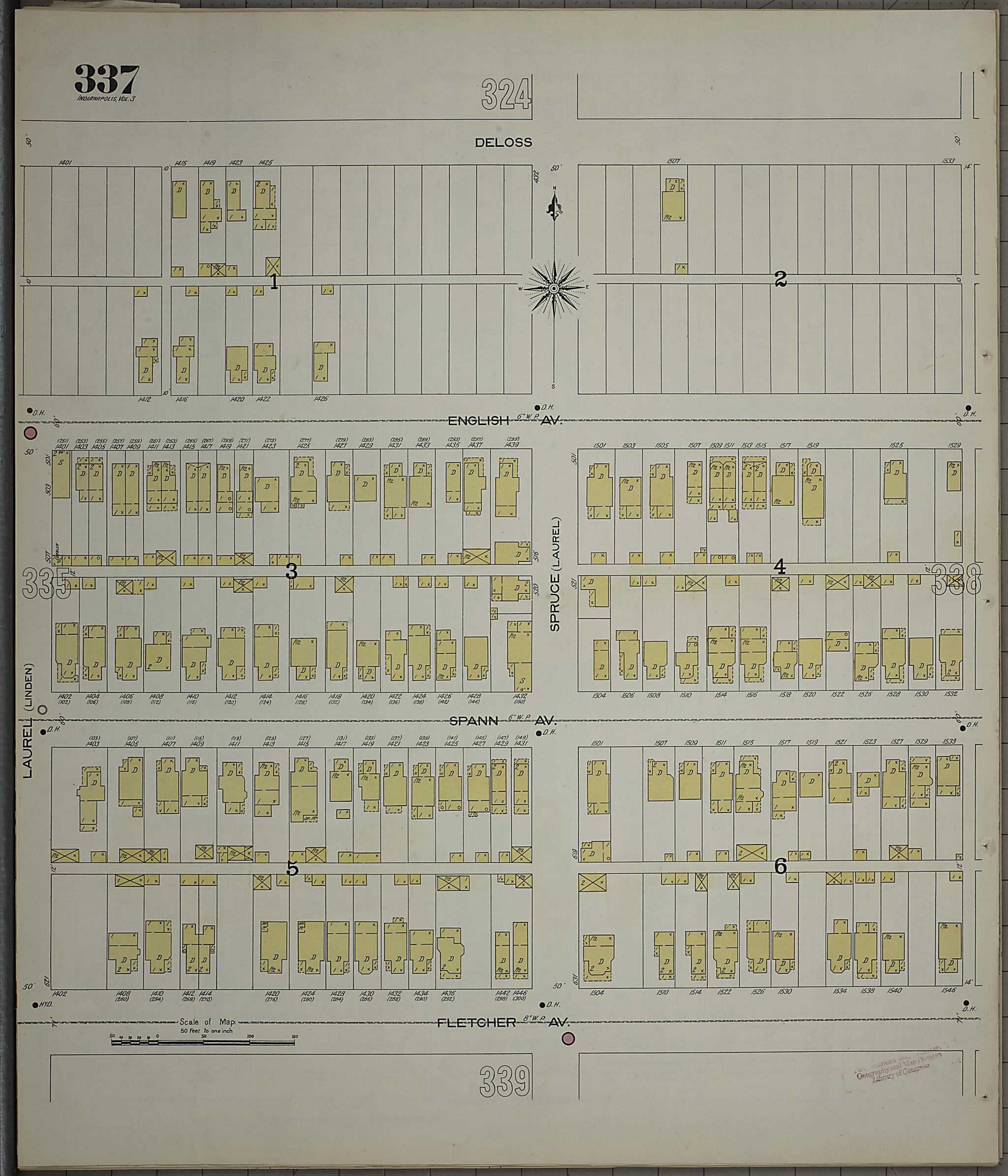 This old map of Indianapolis, Marion County, Indiana was created by Sanborn Map Company in 1898