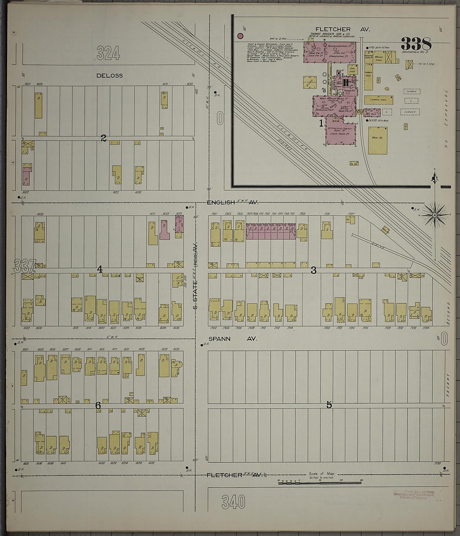 This old map of Indianapolis, Marion County, Indiana was created by Sanborn Map Company in 1898