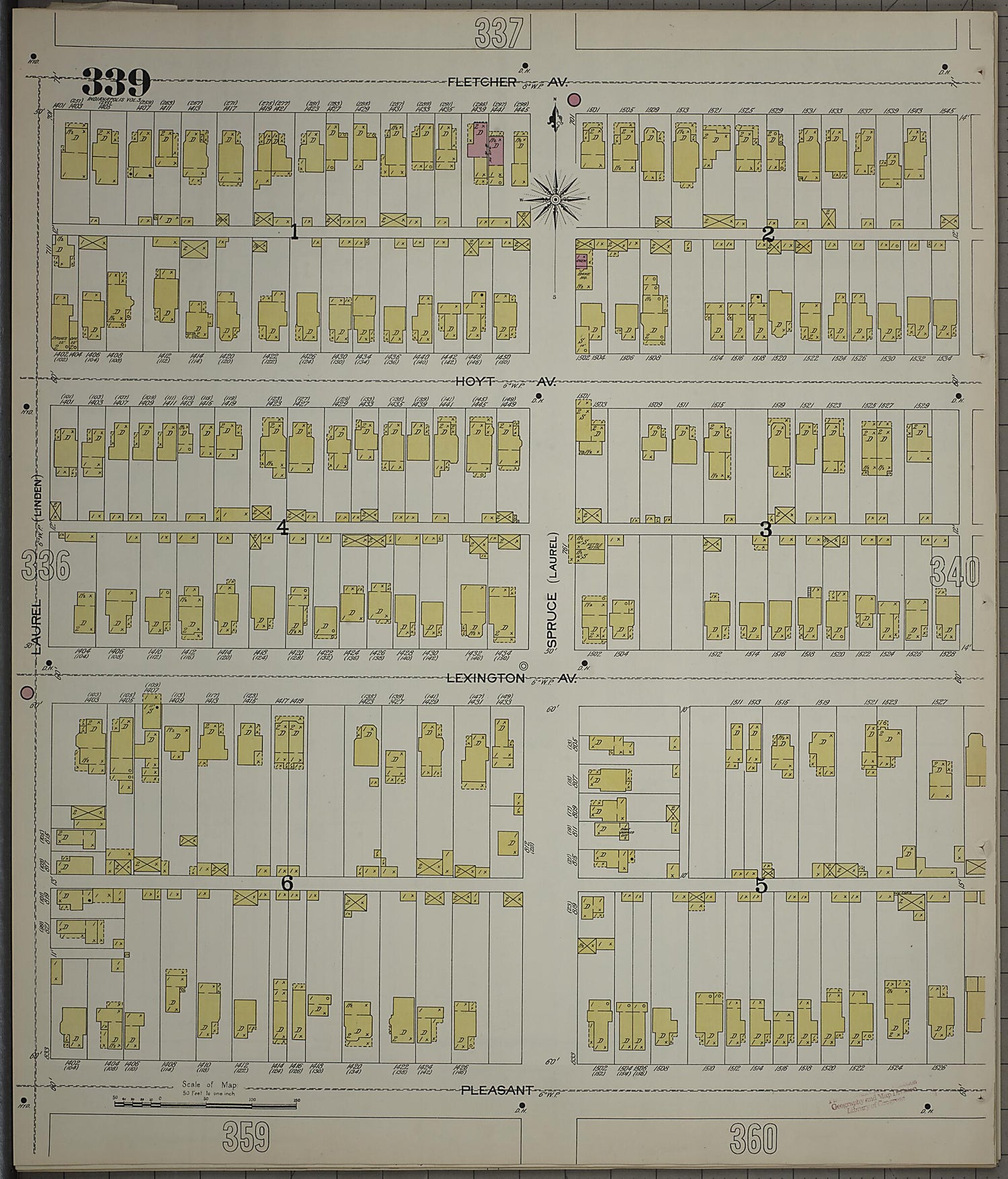 This old map of Indianapolis, Marion County, Indiana was created by Sanborn Map Company in 1898