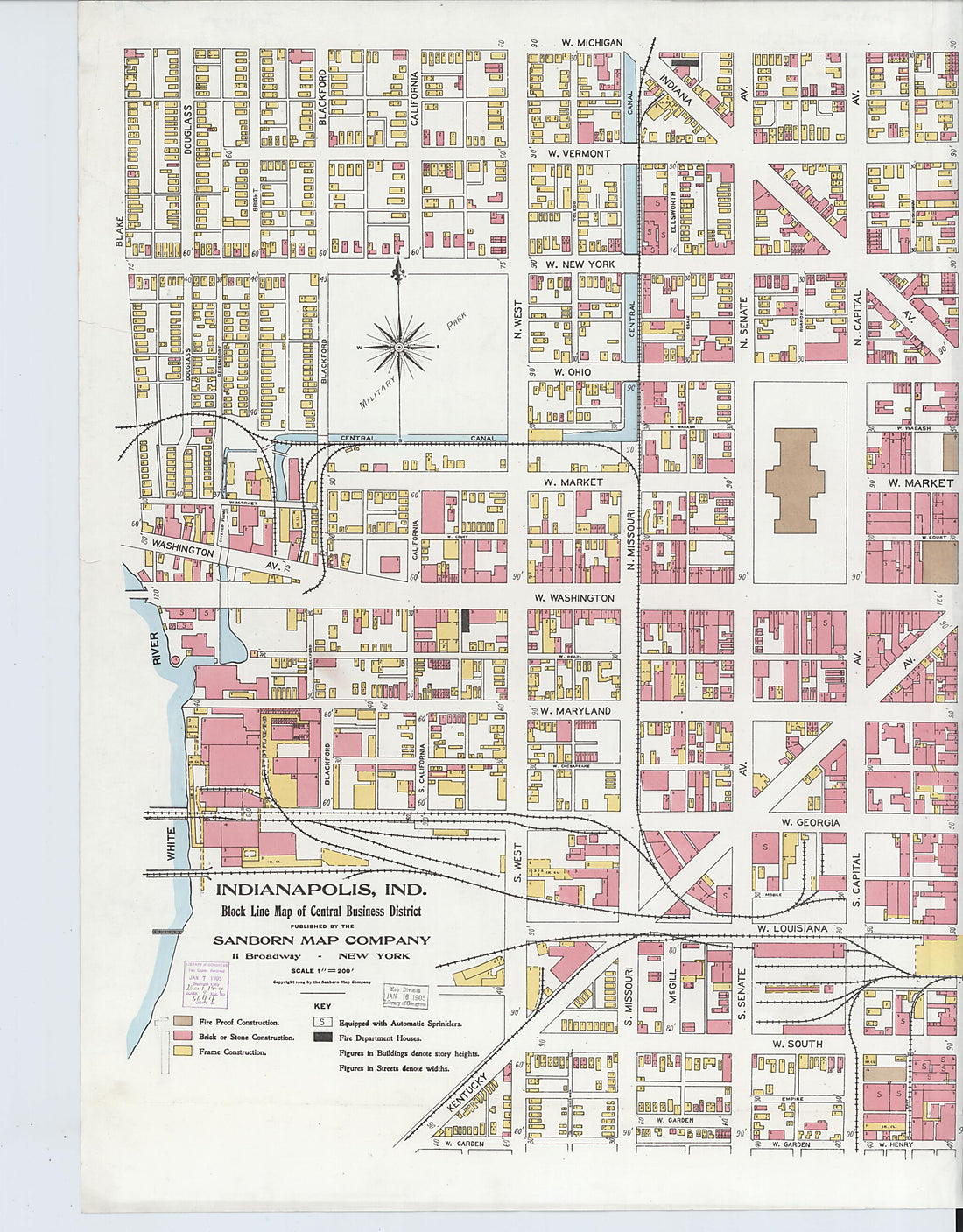 This old map of Indianapolis, Marion County, Indiana was created by Sanborn Map Company in 1904