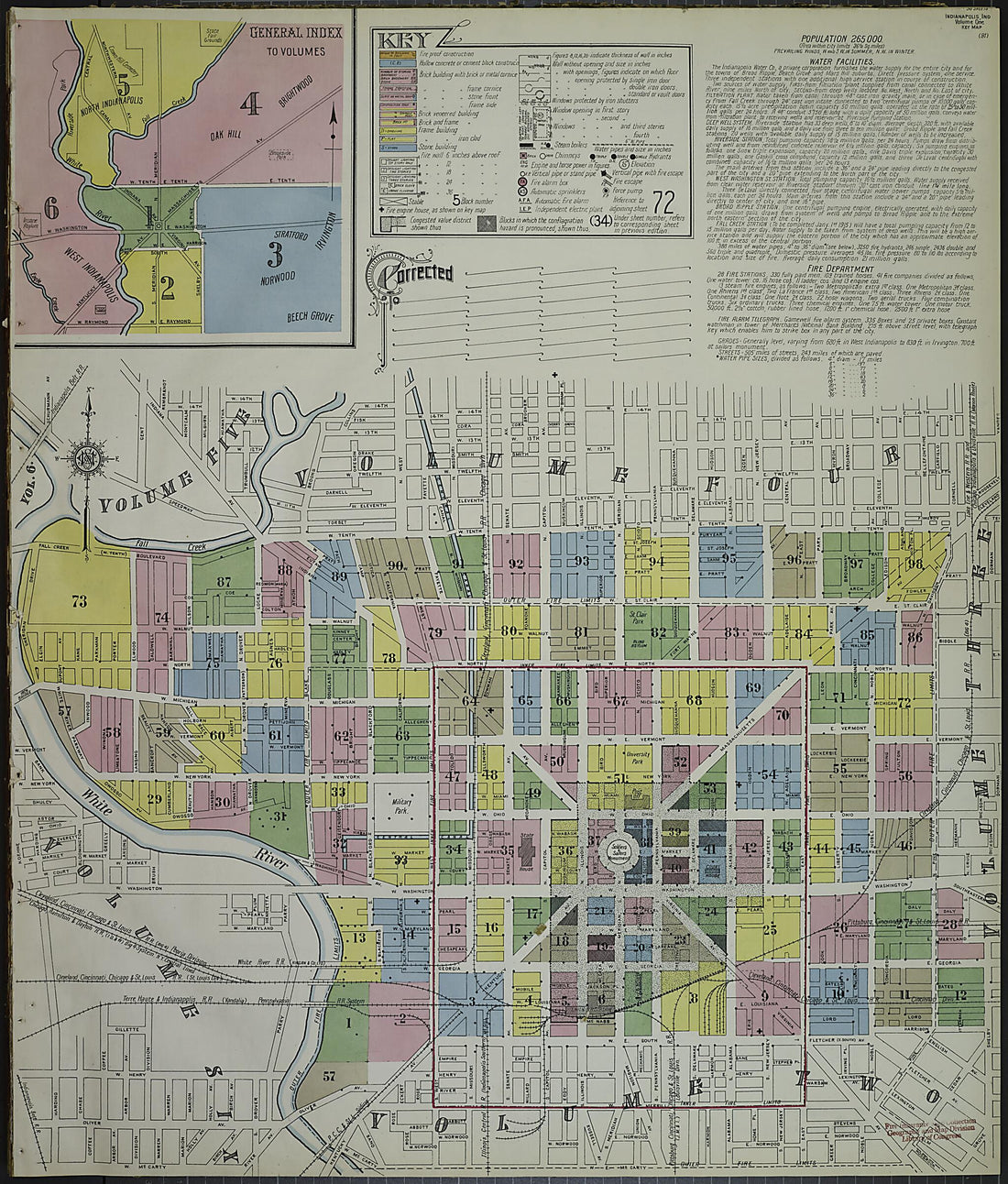 This old map of Indianapolis, Marion County, Indiana was created by Sanborn Map Company in 1914