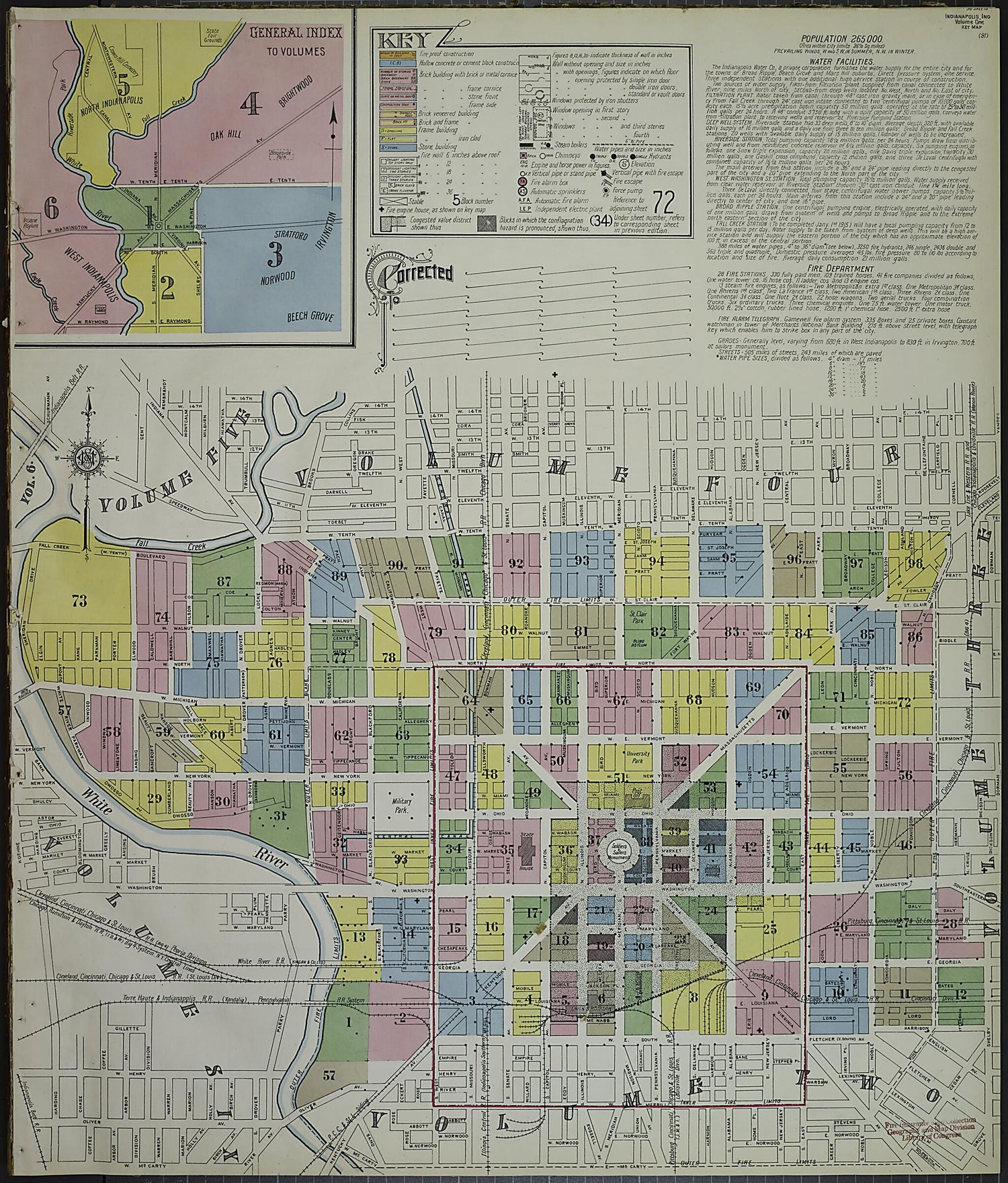 This old map of Indianapolis, Marion County, Indiana was created by Sanborn Map Company in 1914