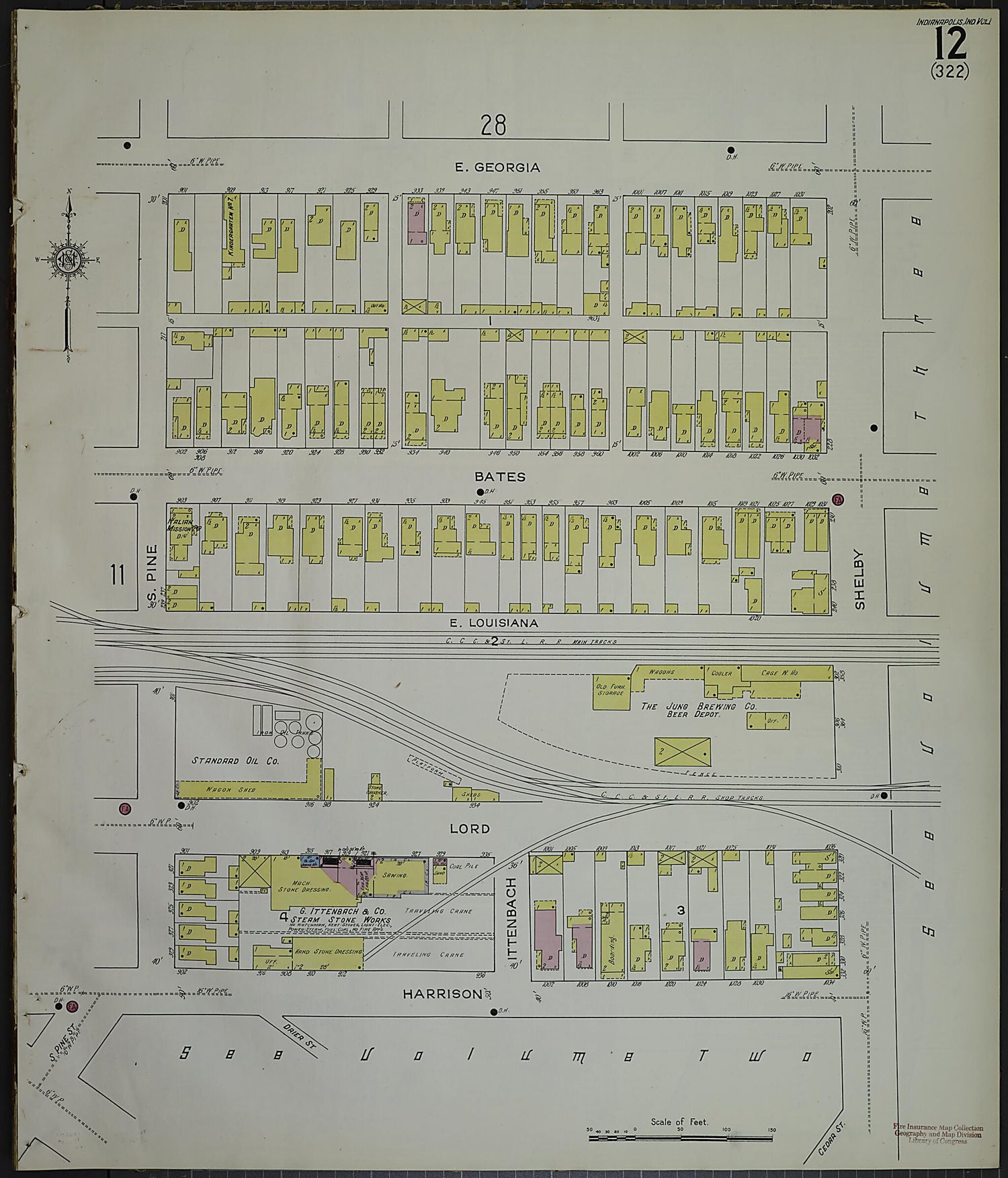 This old map of Indianapolis, Marion County, Indiana was created by Sanborn Map Company in 1914