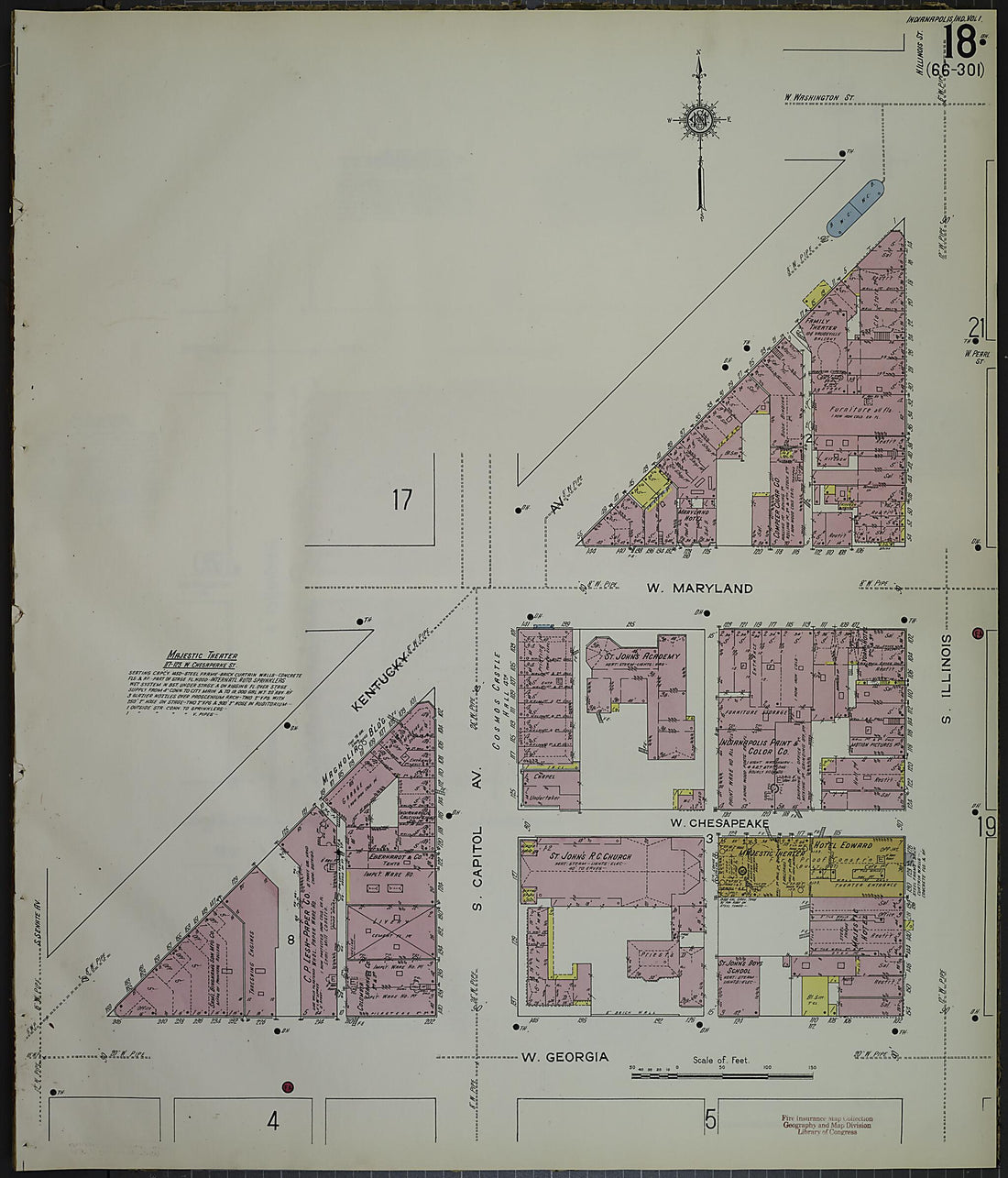 This old map of Indianapolis, Marion County, Indiana was created by Sanborn Map Company in 1914