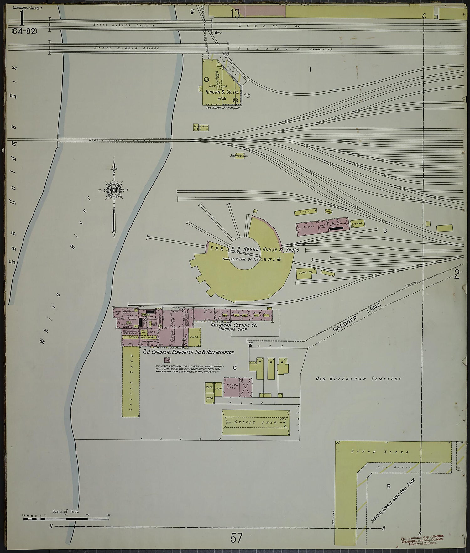 This old map of Indianapolis, Marion County, Indiana was created by Sanborn Map Company in 1914