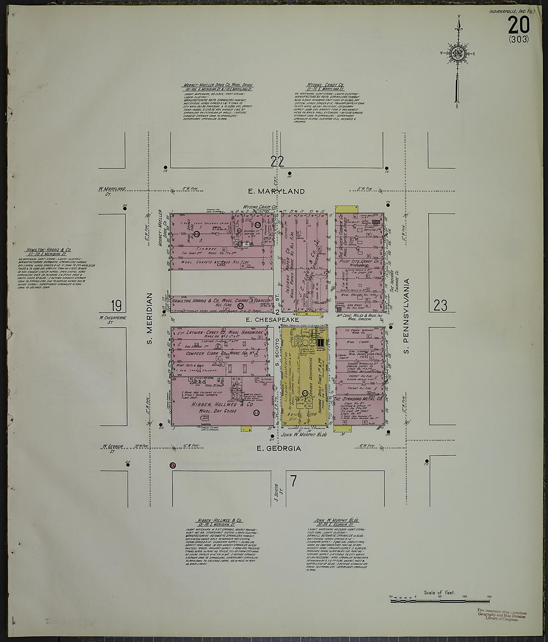 This old map of Indianapolis, Marion County, Indiana was created by Sanborn Map Company in 1914