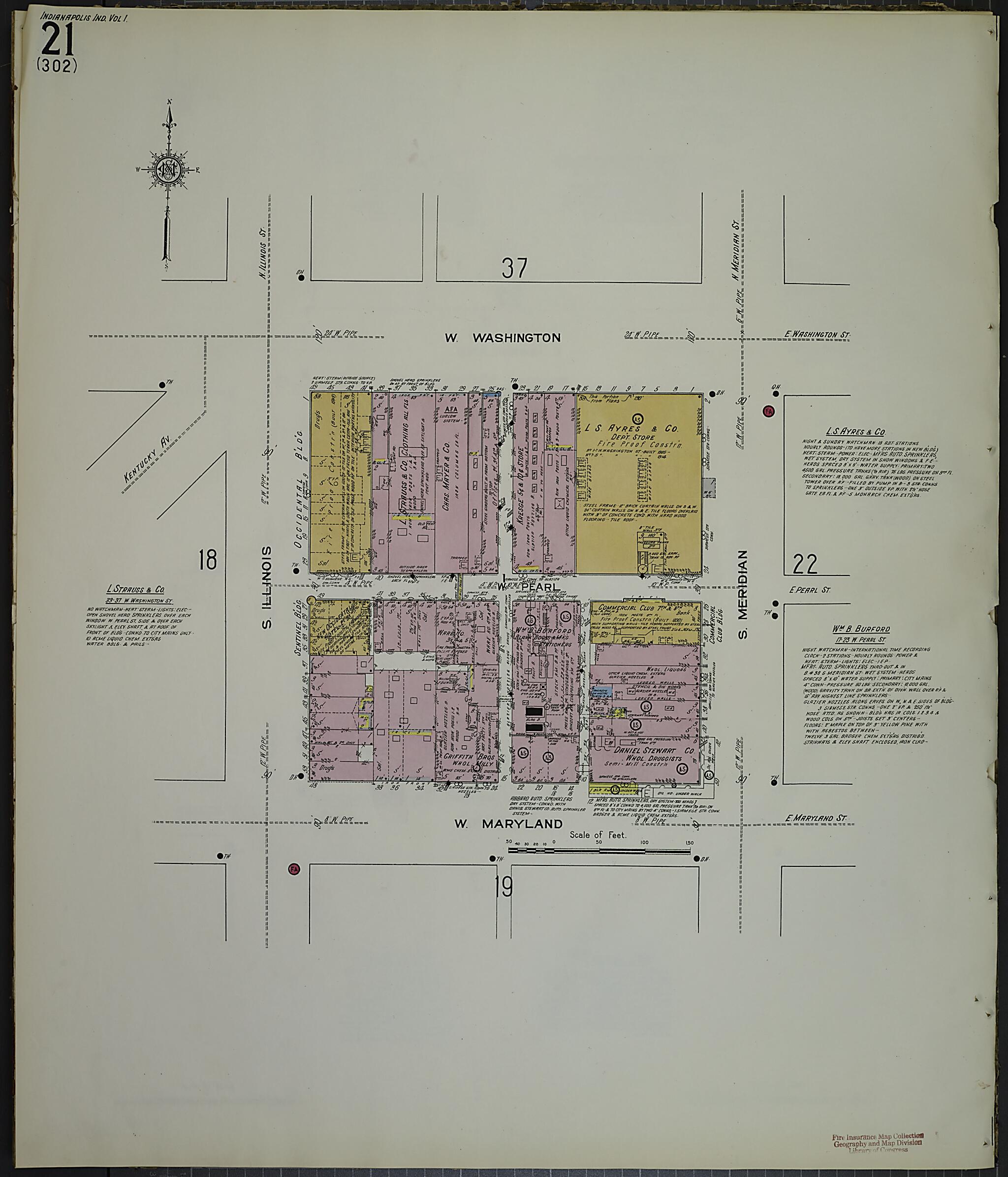 This old map of Indianapolis, Marion County, Indiana was created by Sanborn Map Company in 1914