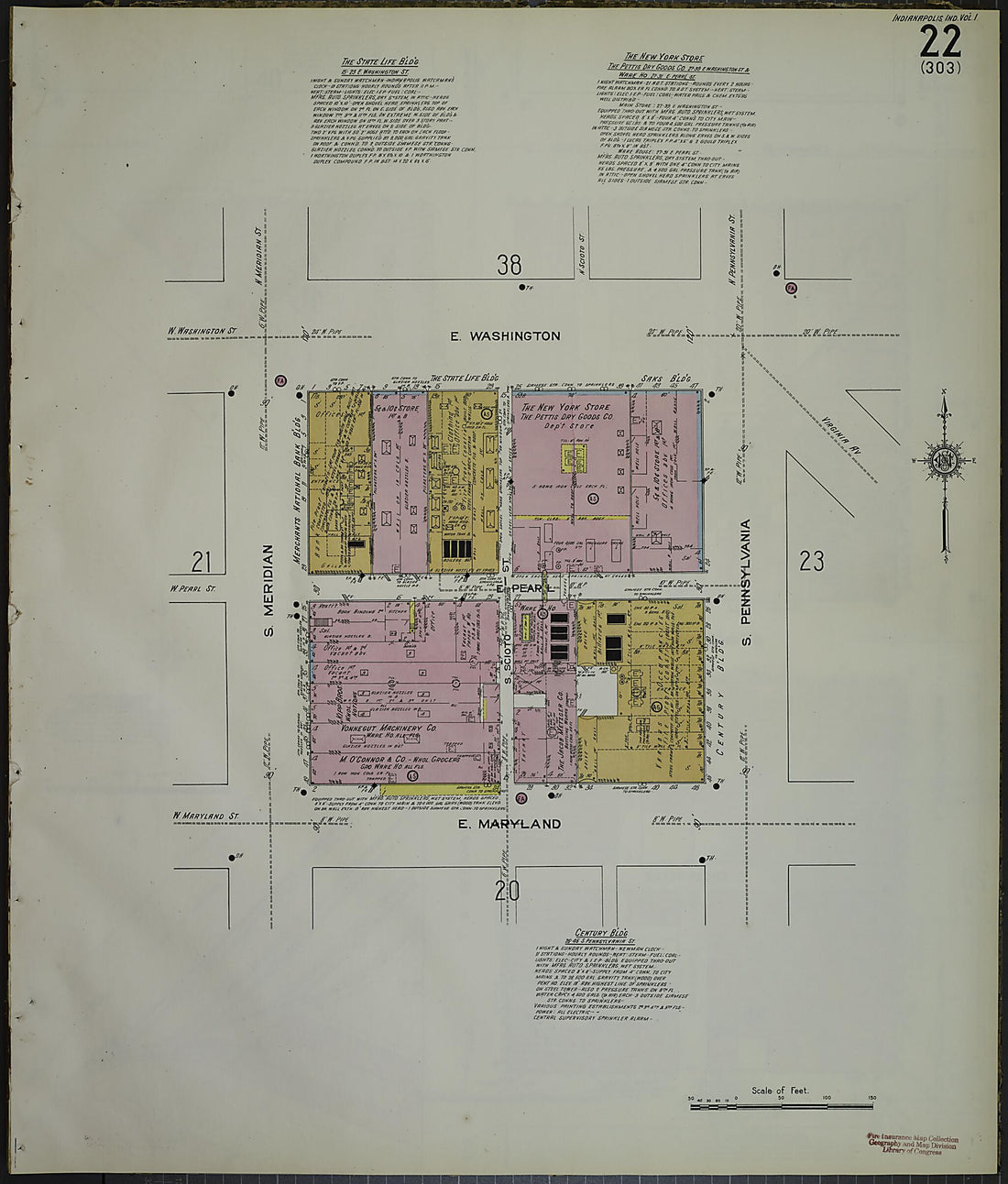 This old map of Indianapolis, Marion County, Indiana was created by Sanborn Map Company in 1914