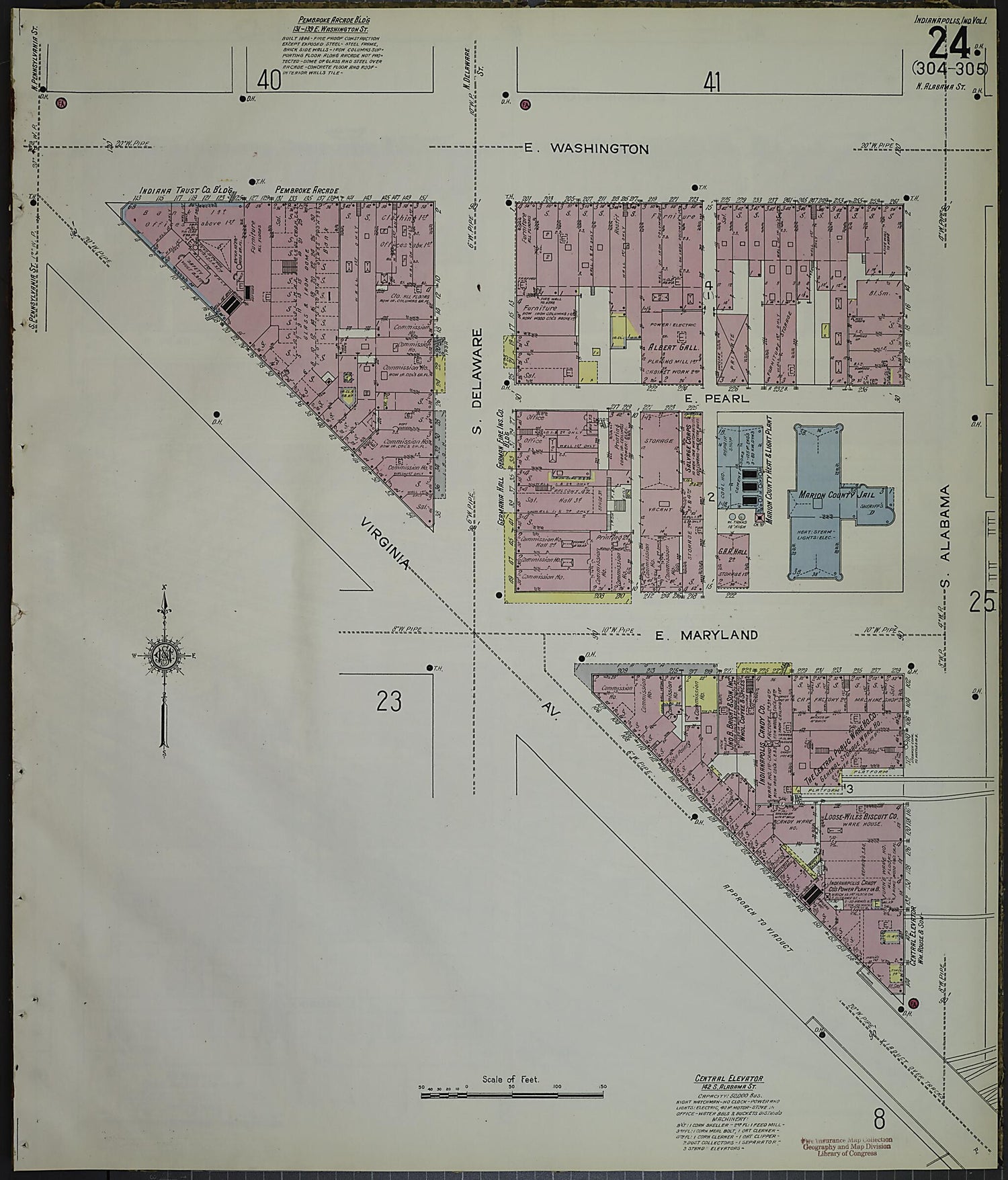 This old map of Indianapolis, Marion County, Indiana was created by Sanborn Map Company in 1914