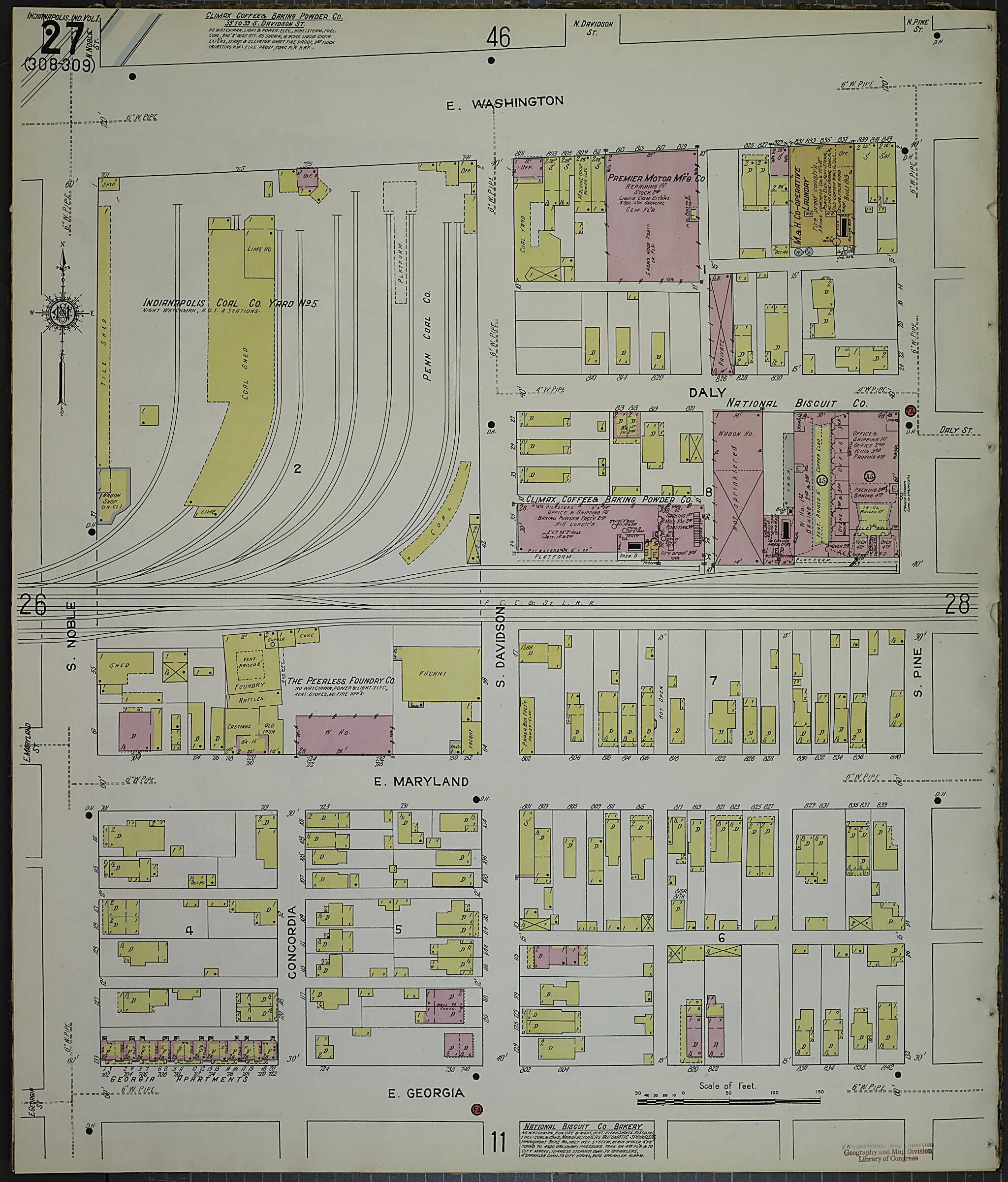 This old map of Indianapolis, Marion County, Indiana was created by Sanborn Map Company in 1914