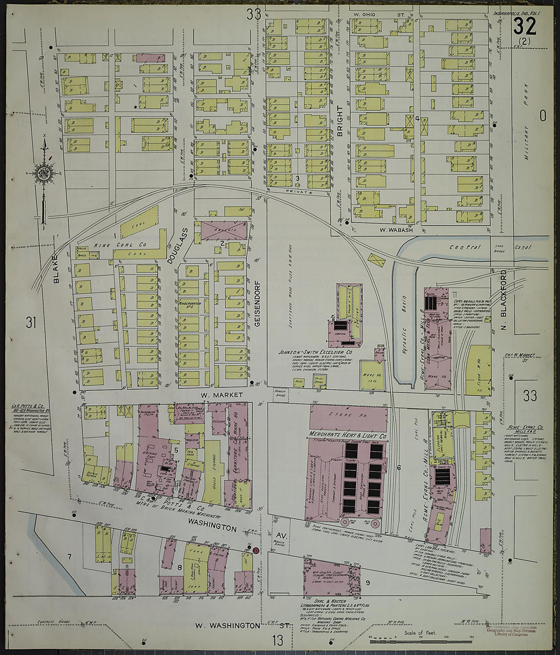 This old map of Indianapolis, Marion County, Indiana was created by Sanborn Map Company in 1914