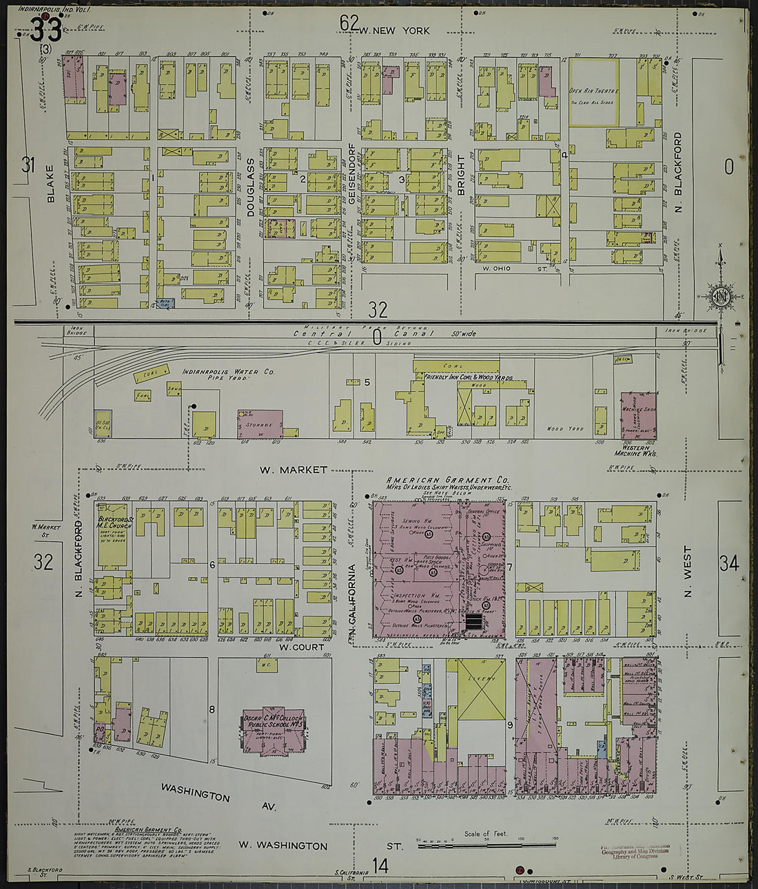 This old map of Indianapolis, Marion County, Indiana was created by Sanborn Map Company in 1914