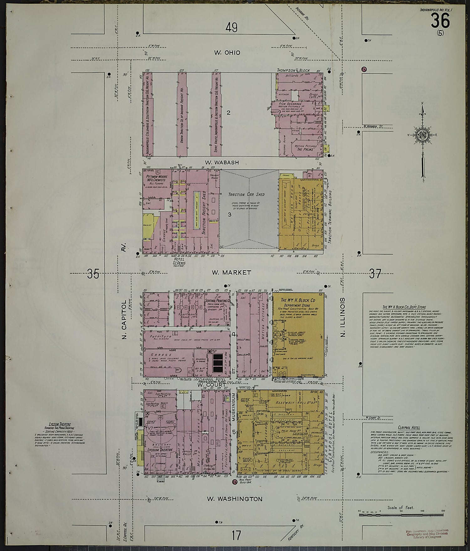 This old map of Indianapolis, Marion County, Indiana was created by Sanborn Map Company in 1914