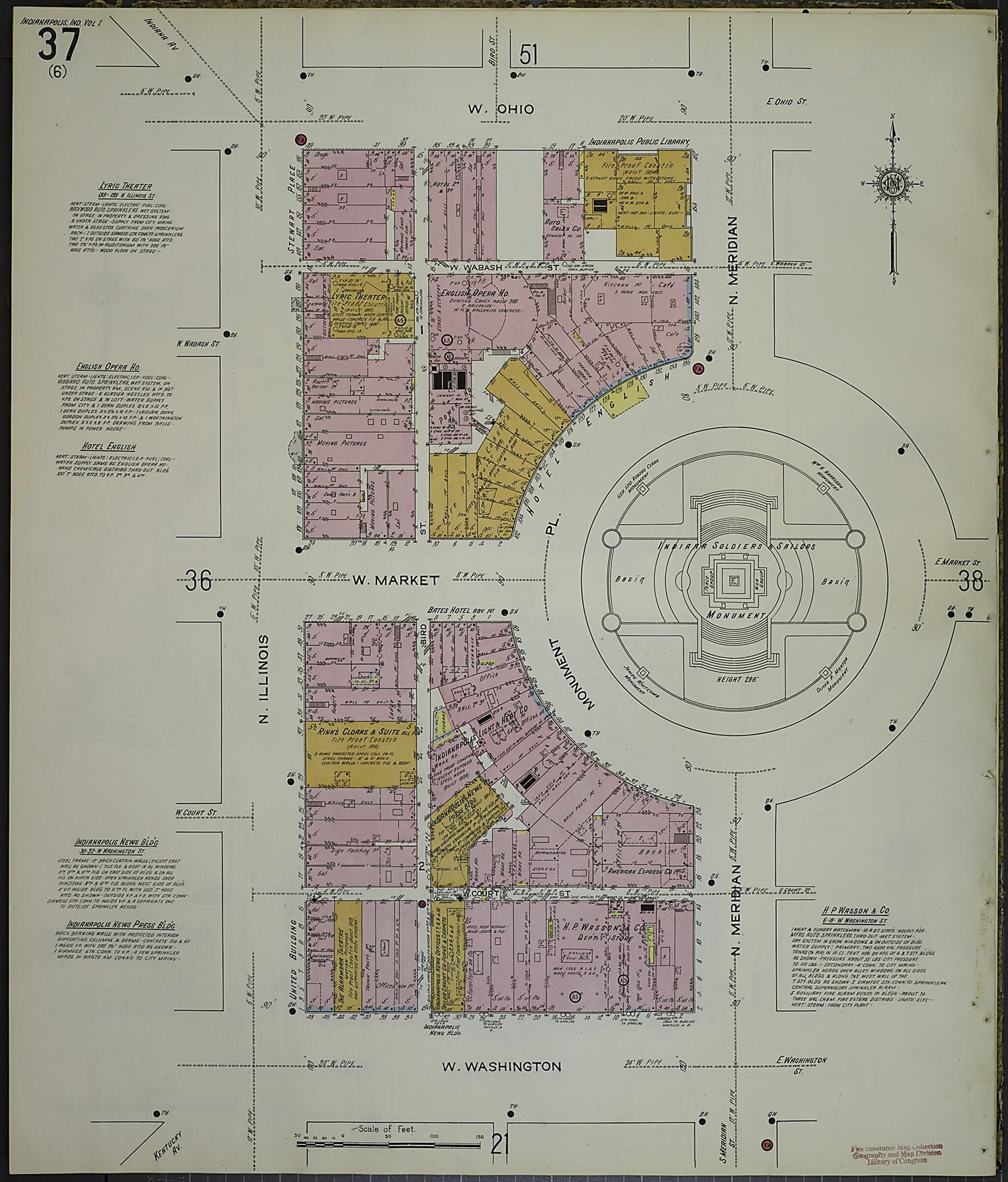 This old map of Indianapolis, Marion County, Indiana was created by Sanborn Map Company in 1914