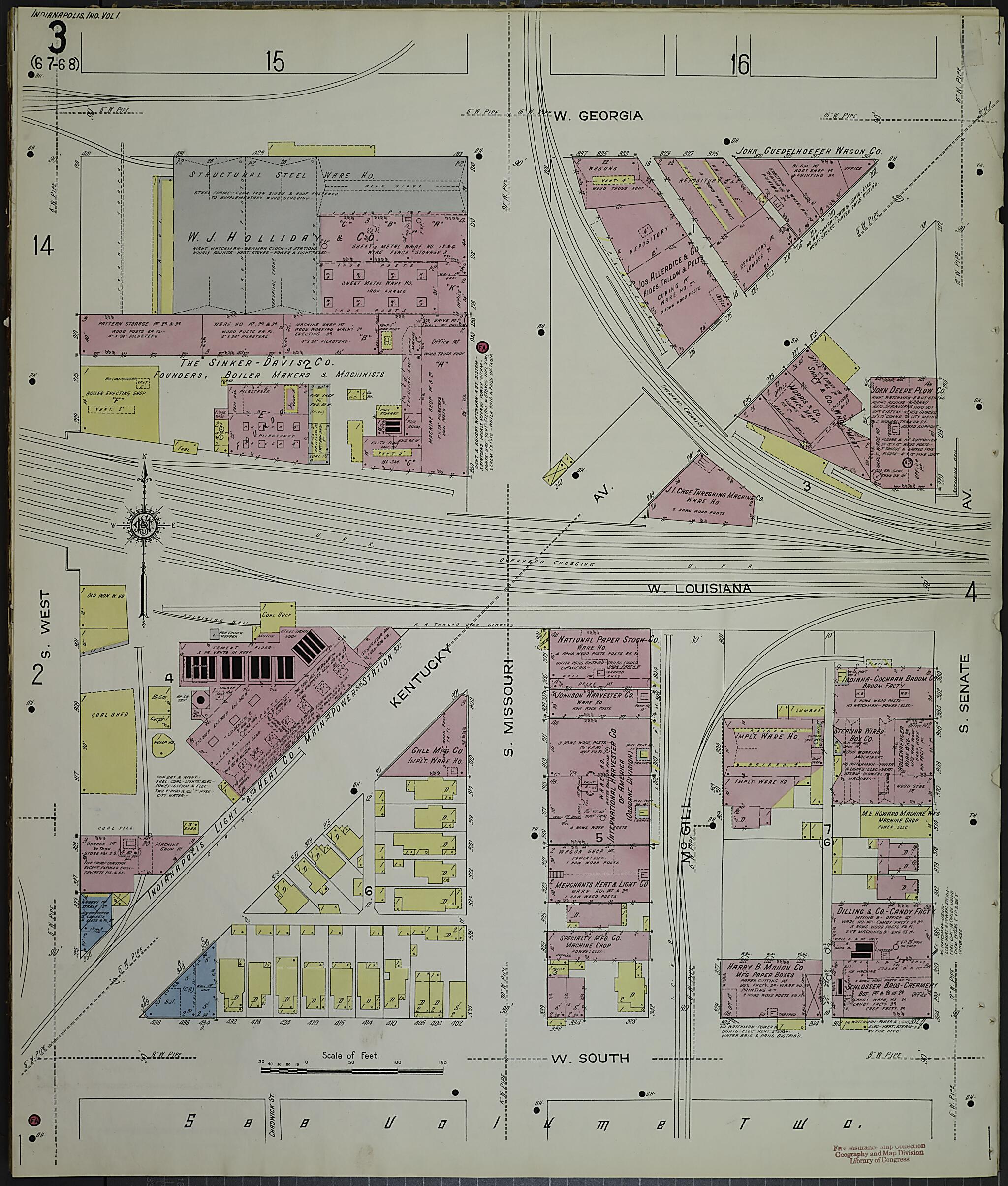 This old map of Indianapolis, Marion County, Indiana was created by Sanborn Map Company in 1914