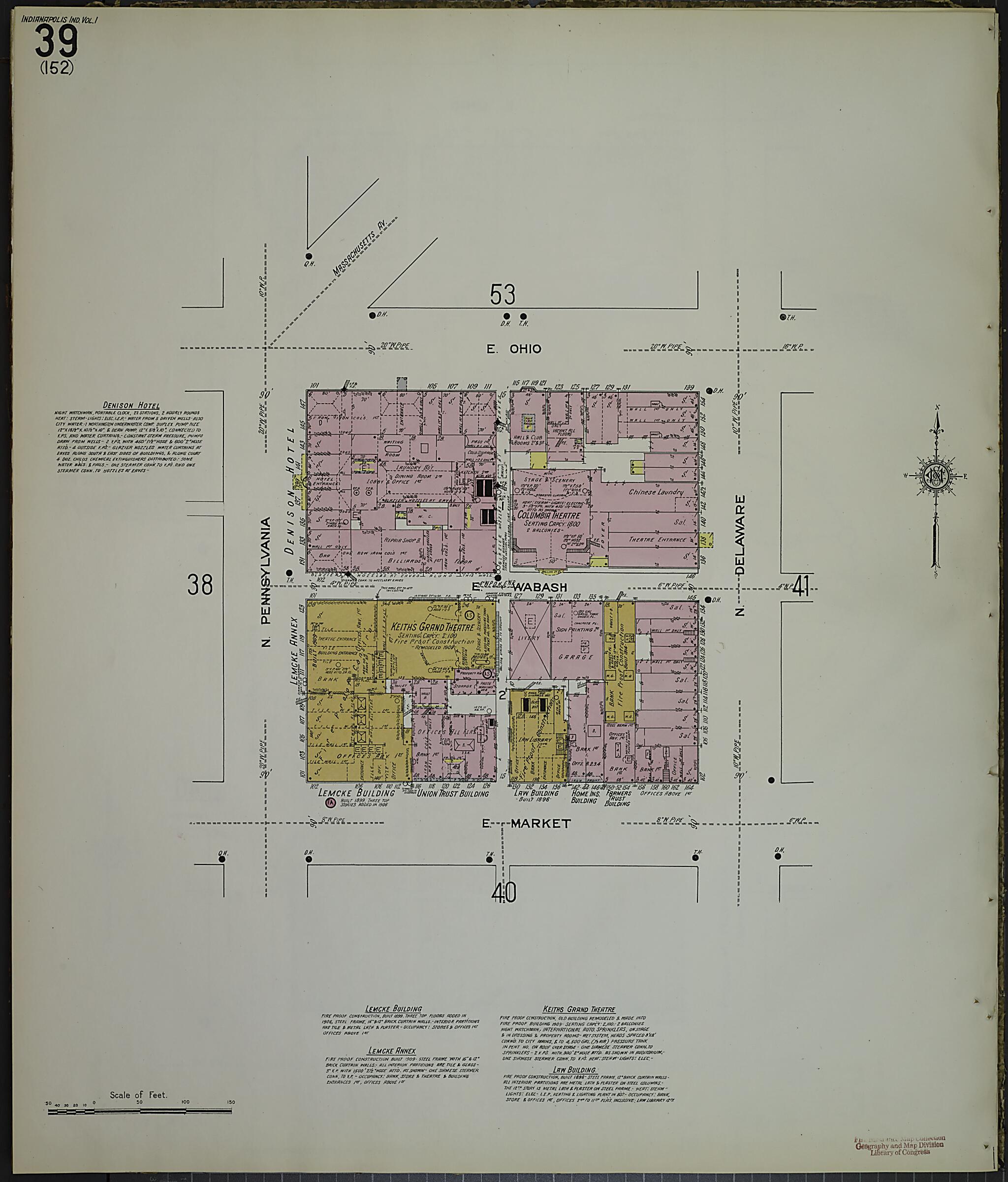 This old map of Indianapolis, Marion County, Indiana was created by Sanborn Map Company in 1914