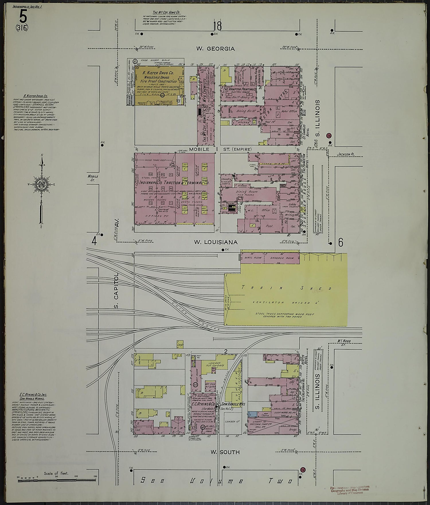 This old map of Indianapolis, Marion County, Indiana was created by Sanborn Map Company in 1914