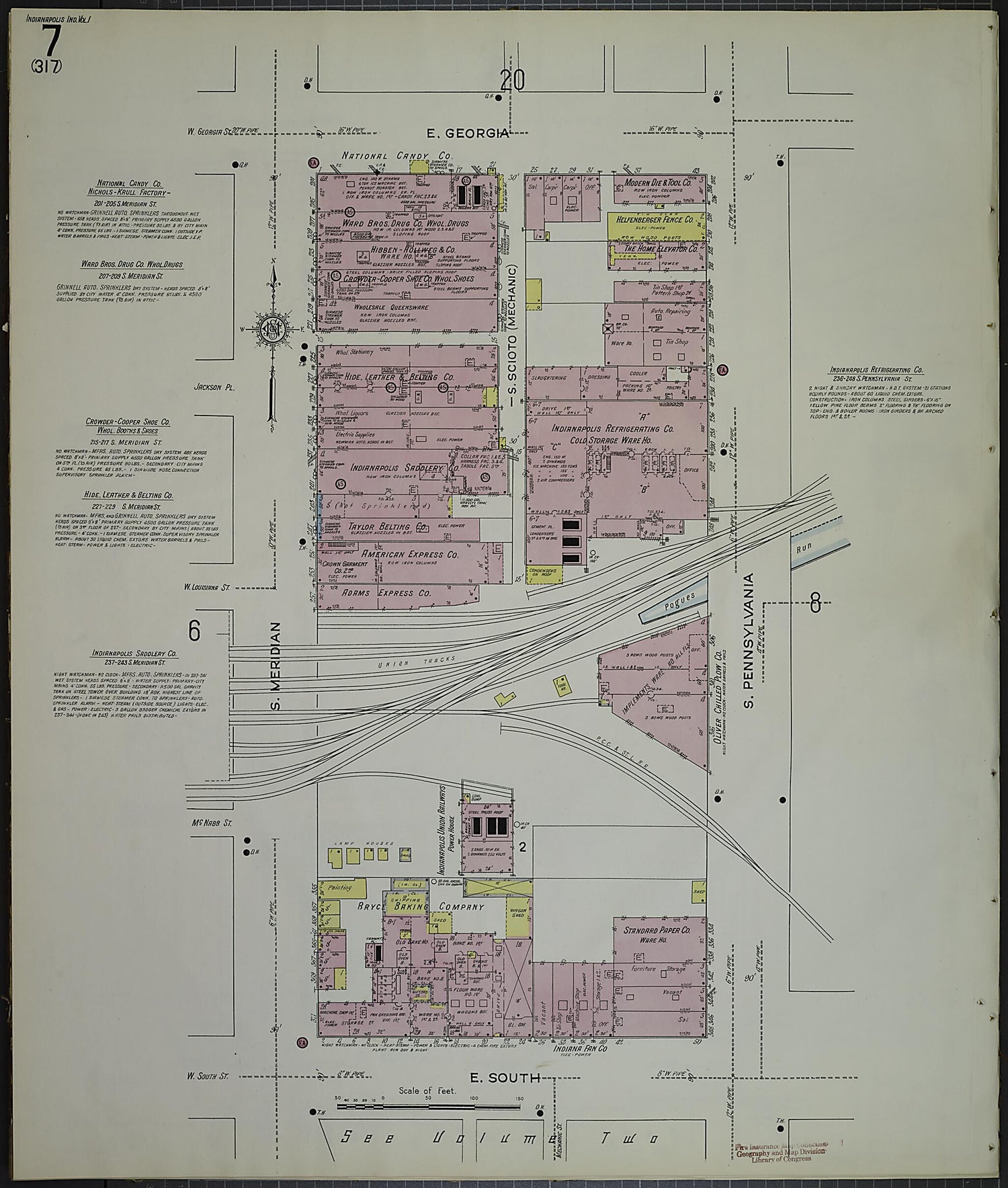 This old map of Indianapolis, Marion County, Indiana was created by Sanborn Map Company in 1914