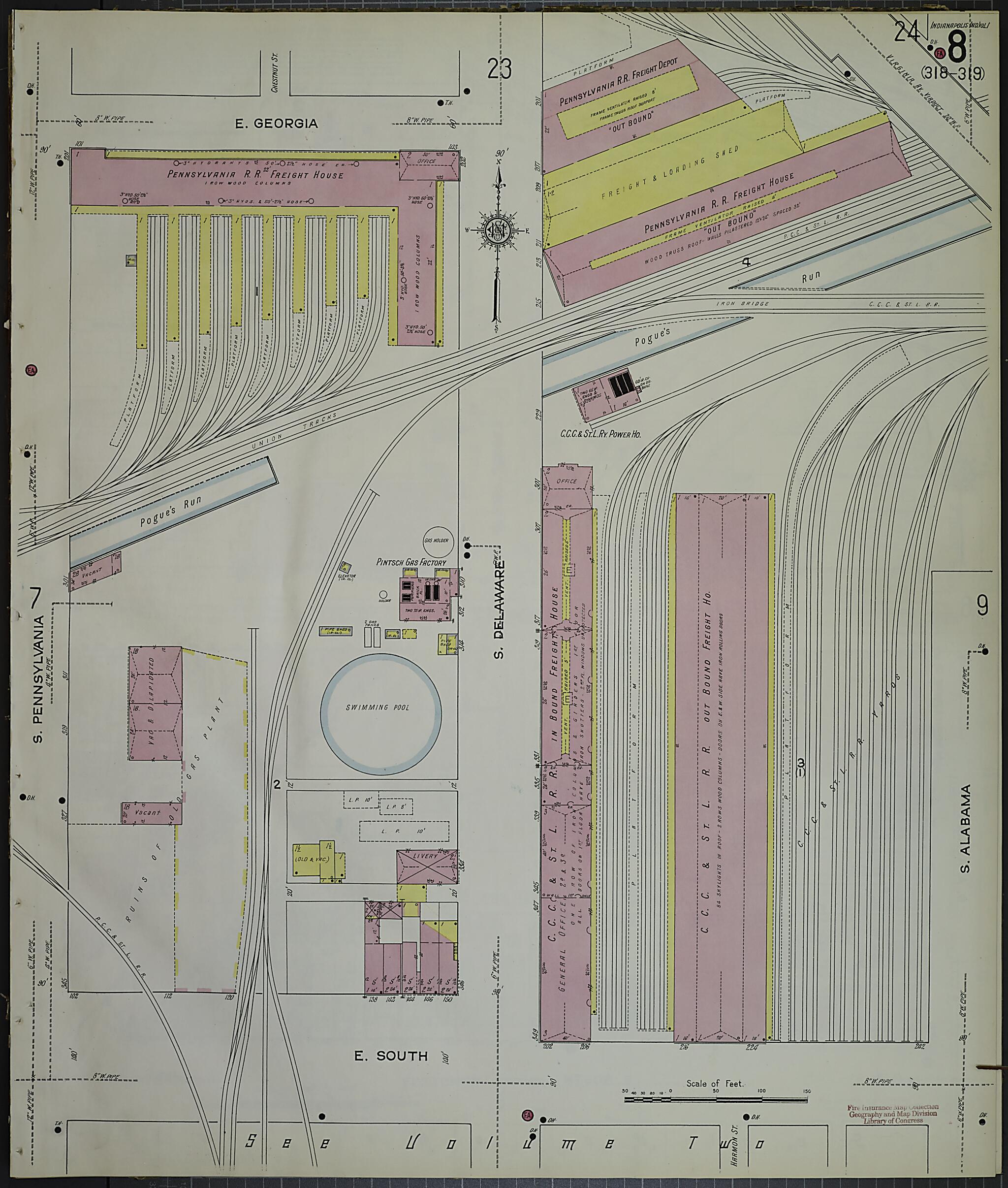 This old map of Indianapolis, Marion County, Indiana was created by Sanborn Map Company in 1914