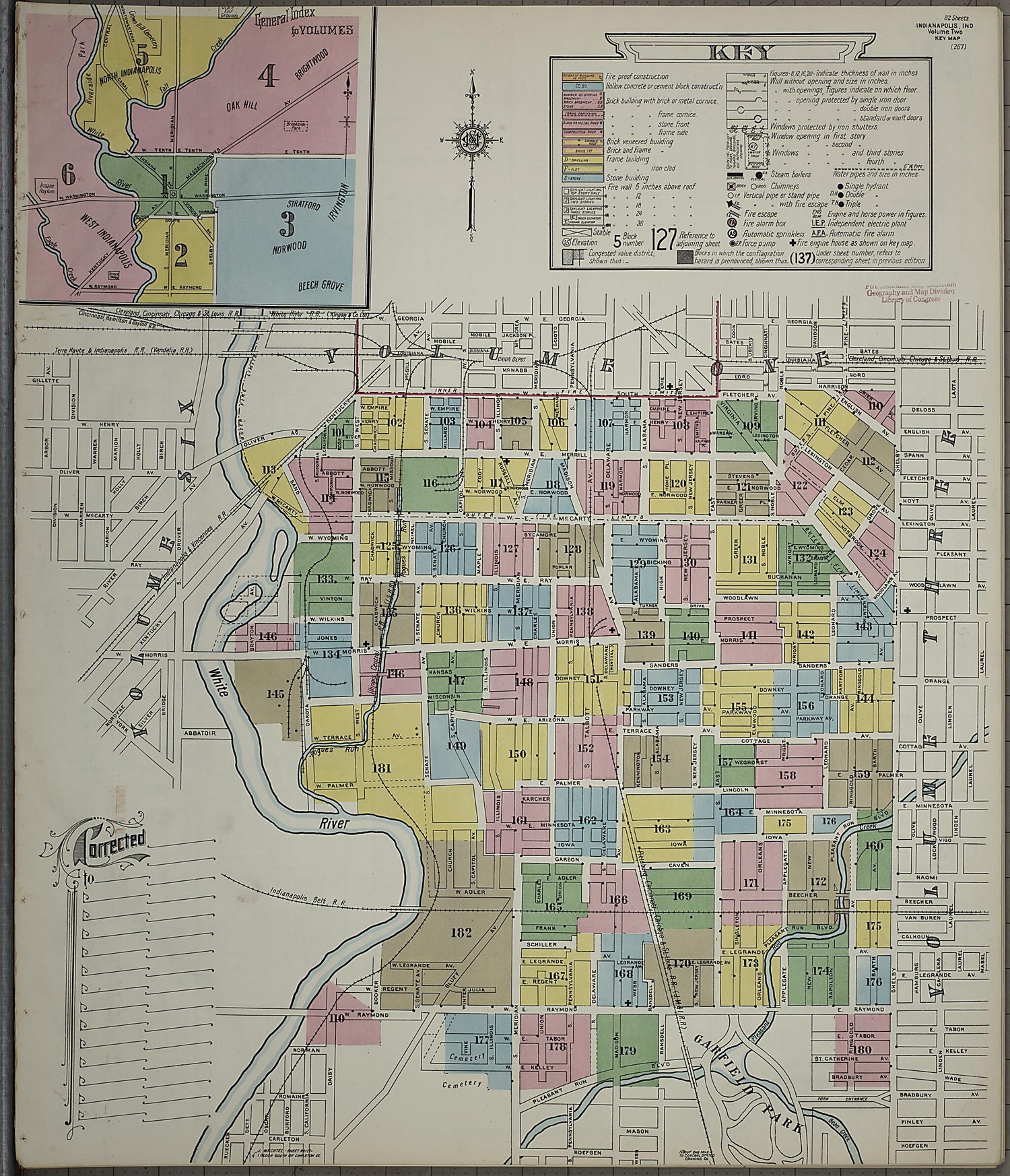 This old map of Indianapolis, Marion County, Indiana was created by Sanborn Map Company in 1914