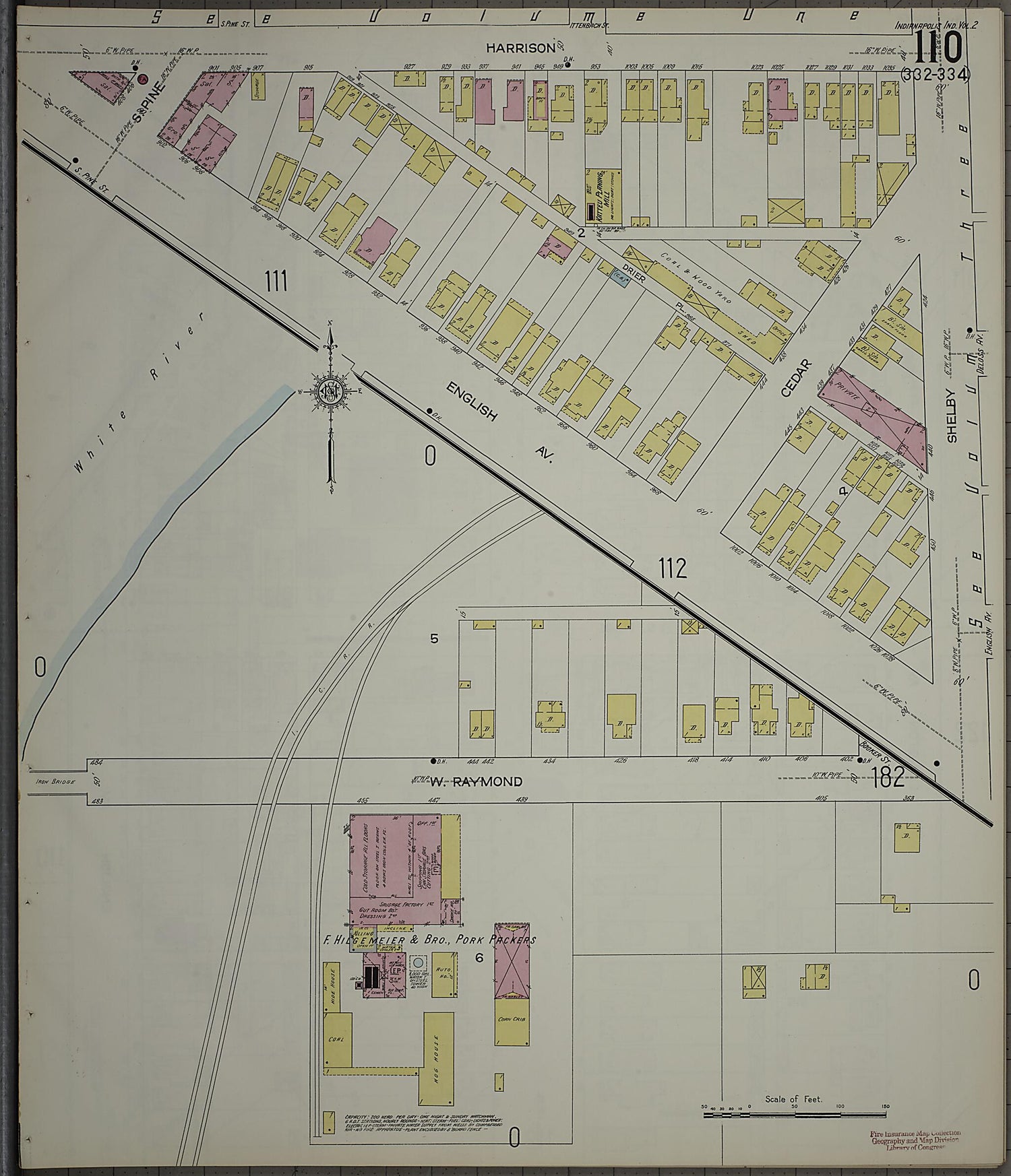 This old map of Indianapolis, Marion County, Indiana was created by Sanborn Map Company in 1914