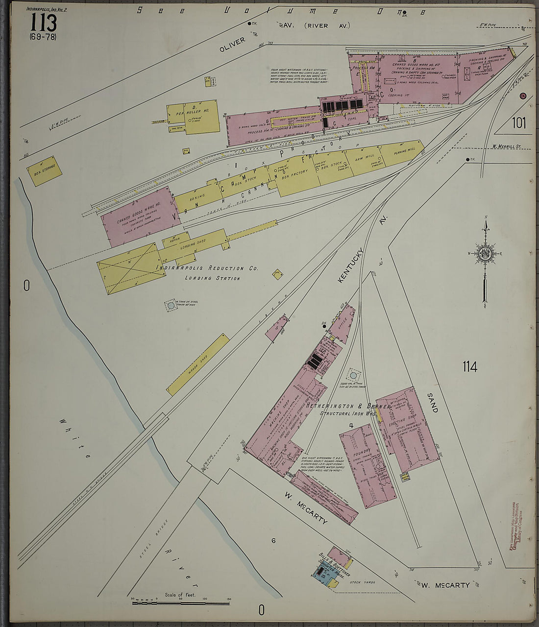 This old map of Indianapolis, Marion County, Indiana was created by Sanborn Map Company in 1914