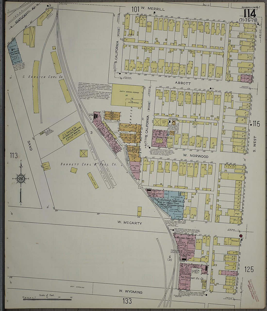 This old map of Indianapolis, Marion County, Indiana was created by Sanborn Map Company in 1914