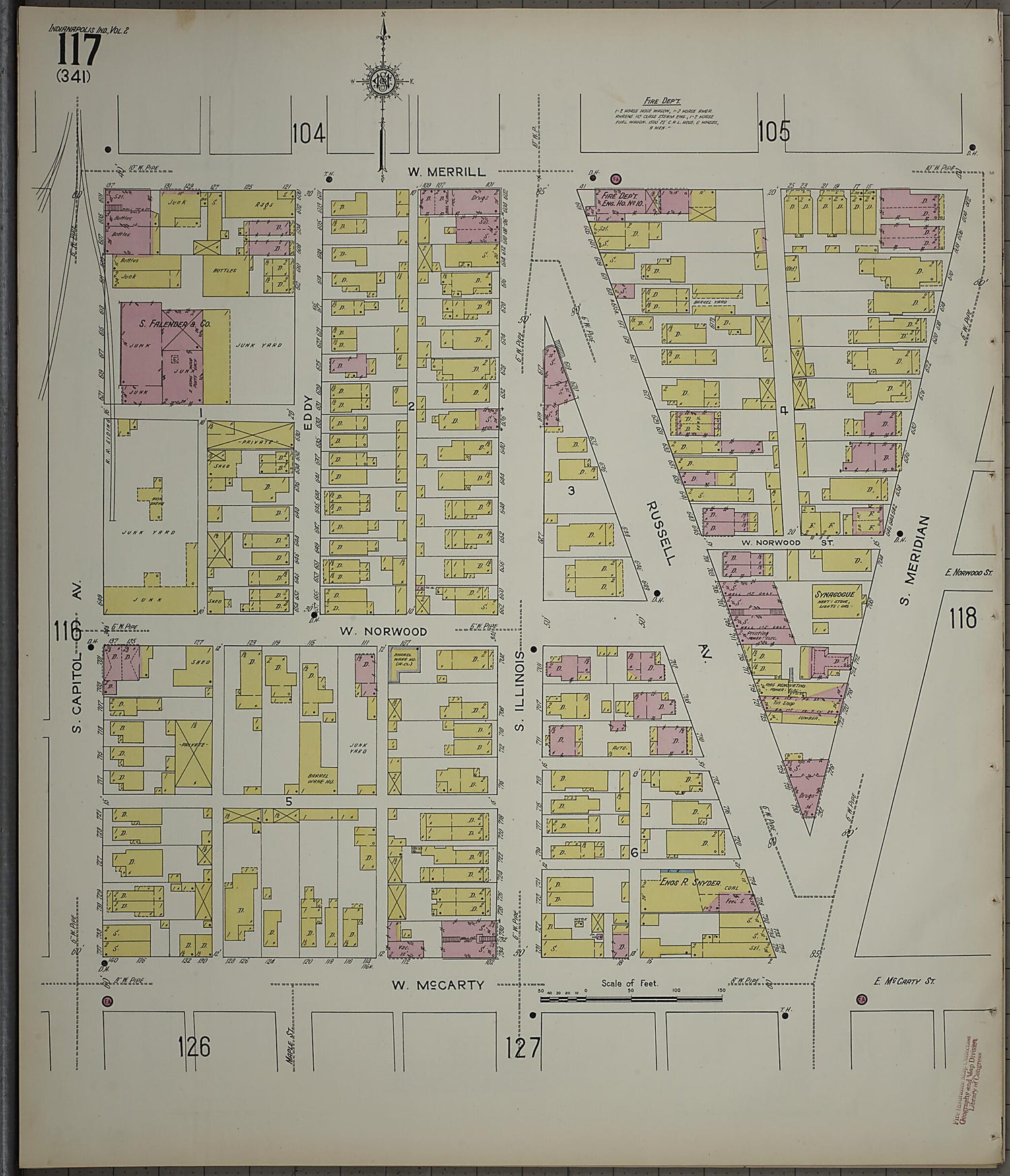 This old map of Indianapolis, Marion County, Indiana was created by Sanborn Map Company in 1914