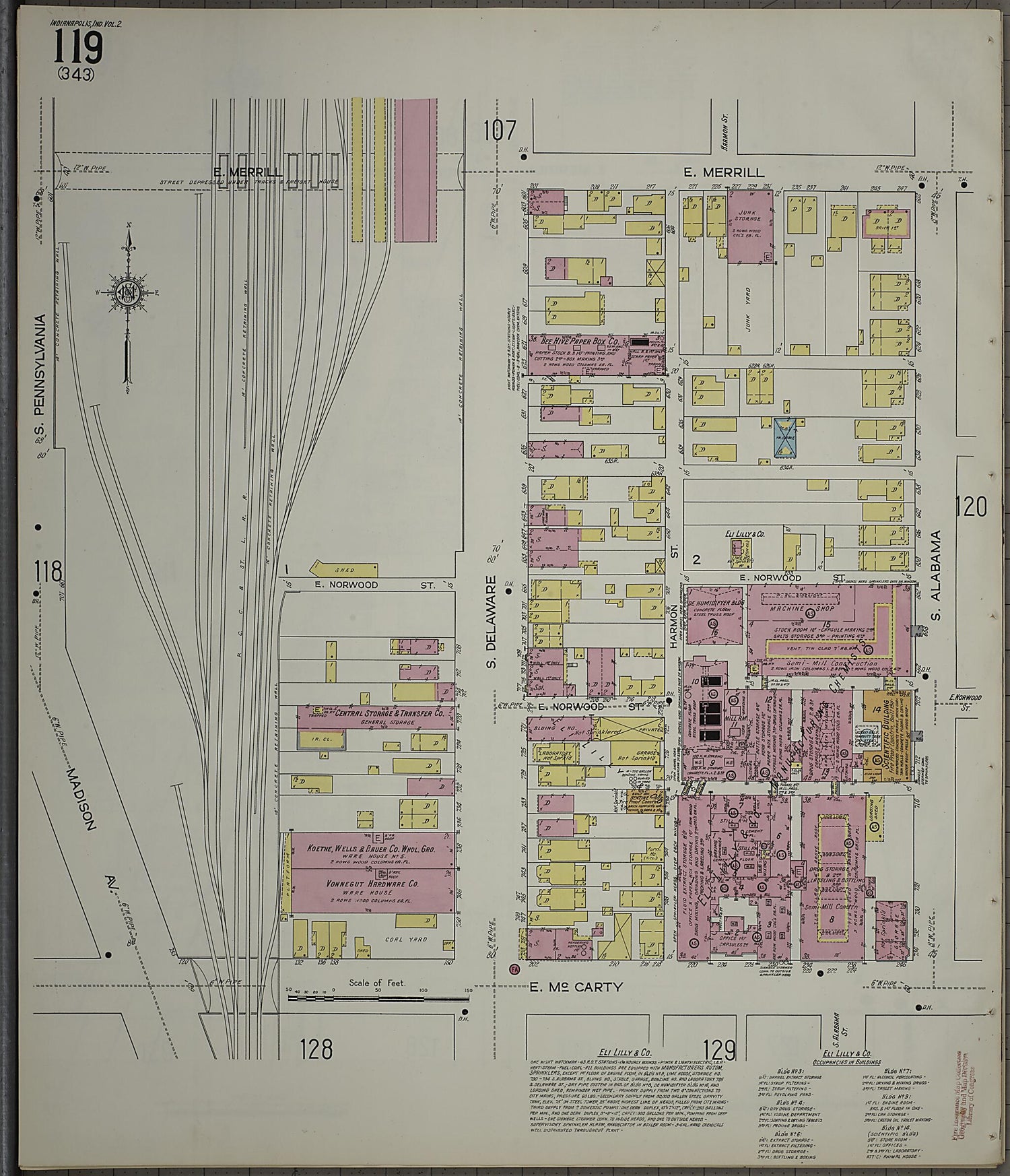 This old map of Indianapolis, Marion County, Indiana was created by Sanborn Map Company in 1914