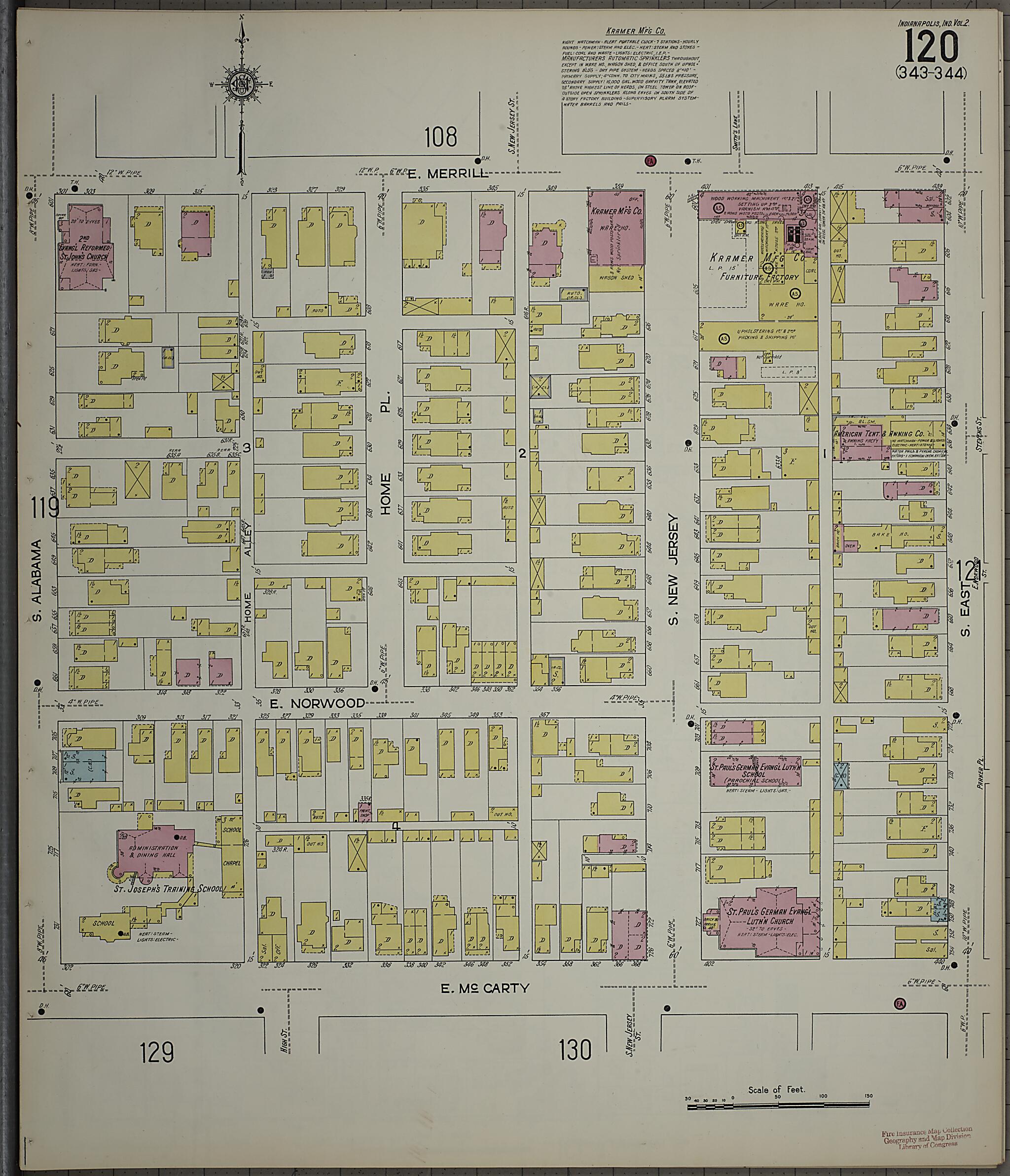 This old map of Indianapolis, Marion County, Indiana was created by Sanborn Map Company in 1914