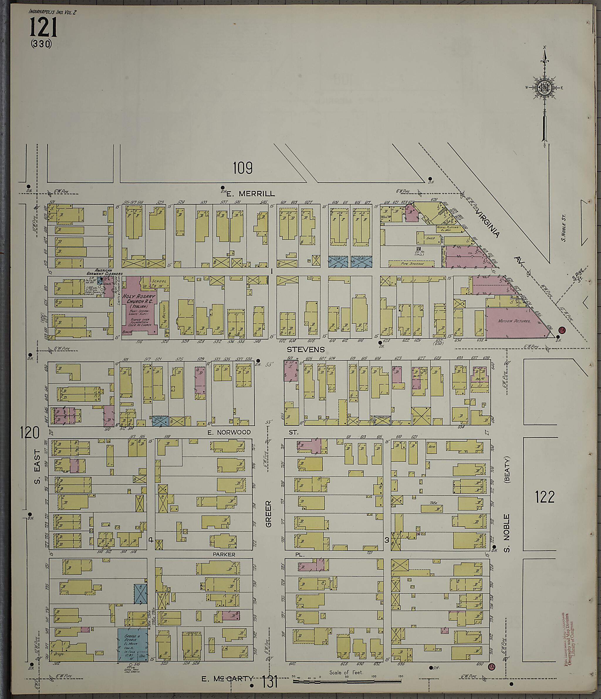 This old map of Indianapolis, Marion County, Indiana was created by Sanborn Map Company in 1914