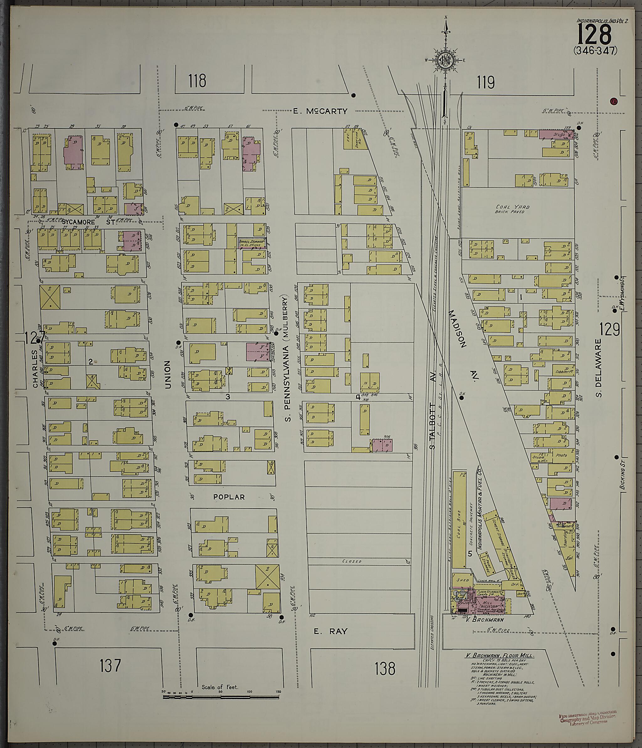 This old map of Indianapolis, Marion County, Indiana was created by Sanborn Map Company in 1914