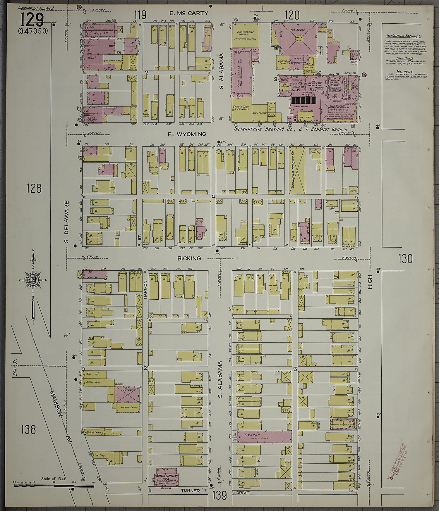 This old map of Indianapolis, Marion County, Indiana was created by Sanborn Map Company in 1914