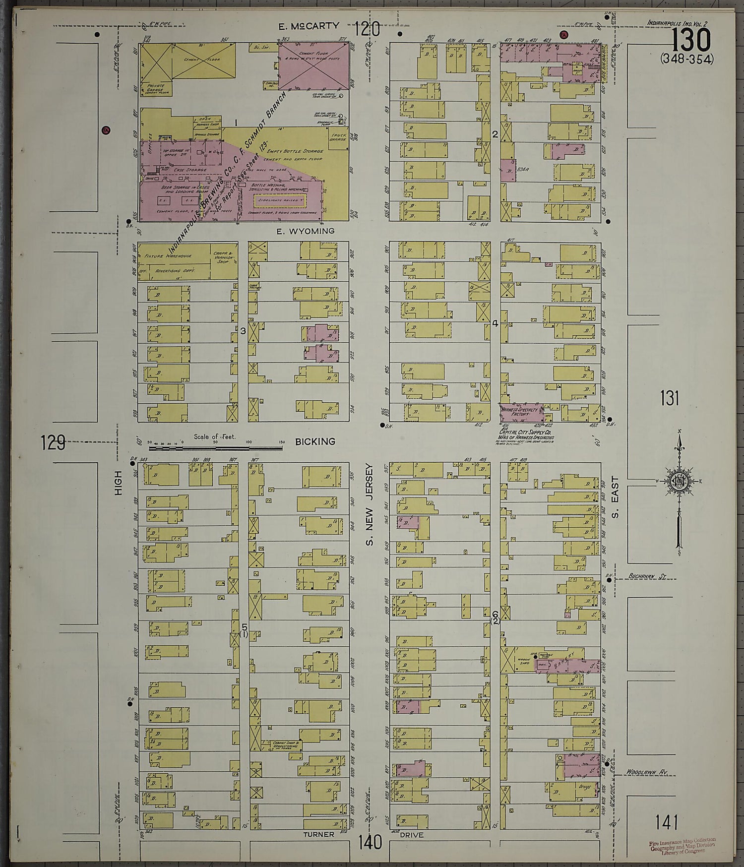 This old map of Indianapolis, Marion County, Indiana was created by Sanborn Map Company in 1914