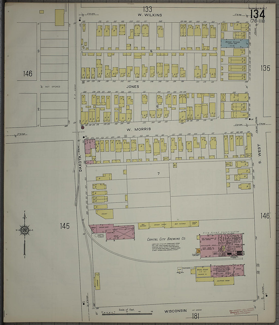 This old map of Indianapolis, Marion County, Indiana was created by Sanborn Map Company in 1914