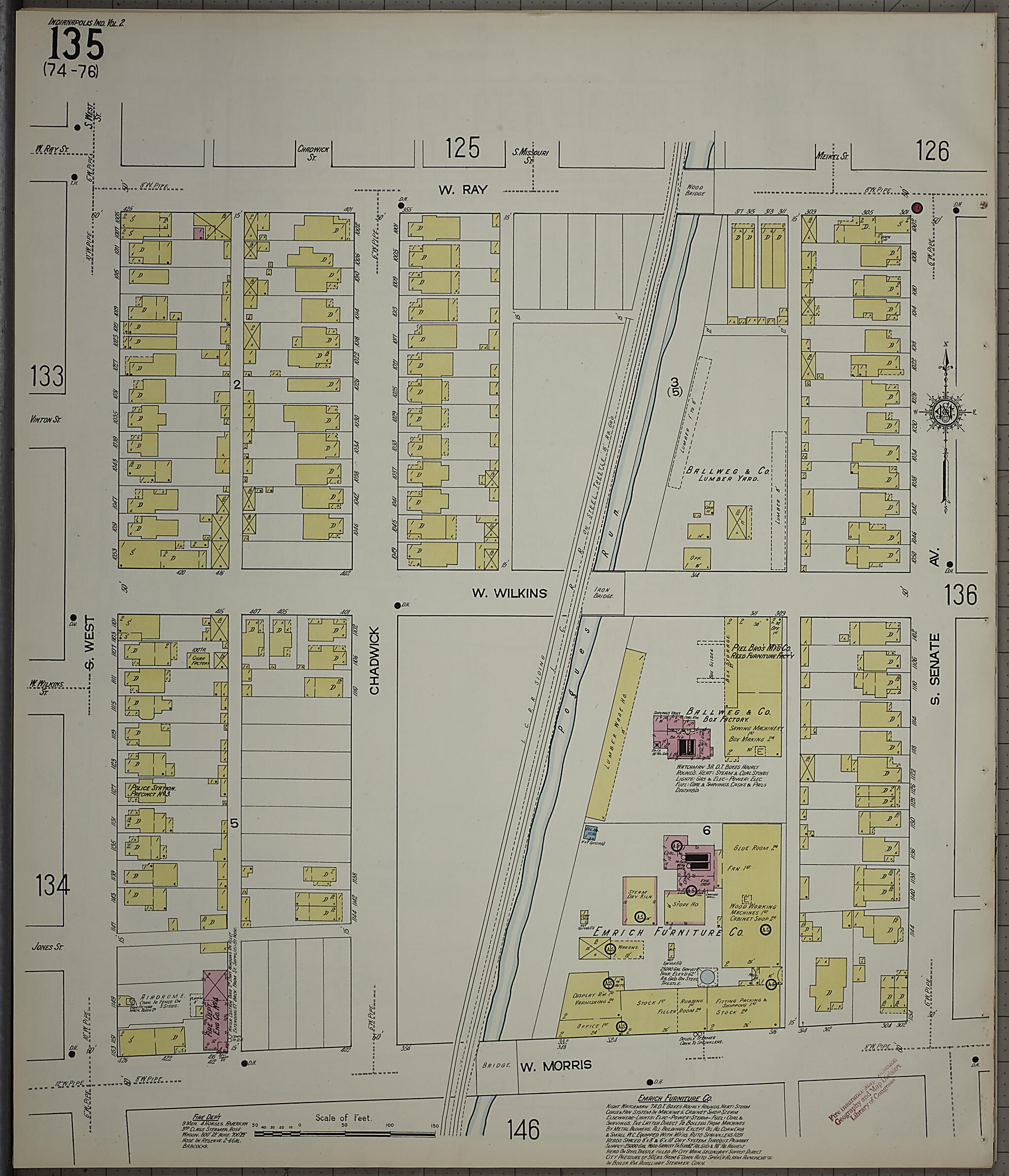 This old map of Indianapolis, Marion County, Indiana was created by Sanborn Map Company in 1914