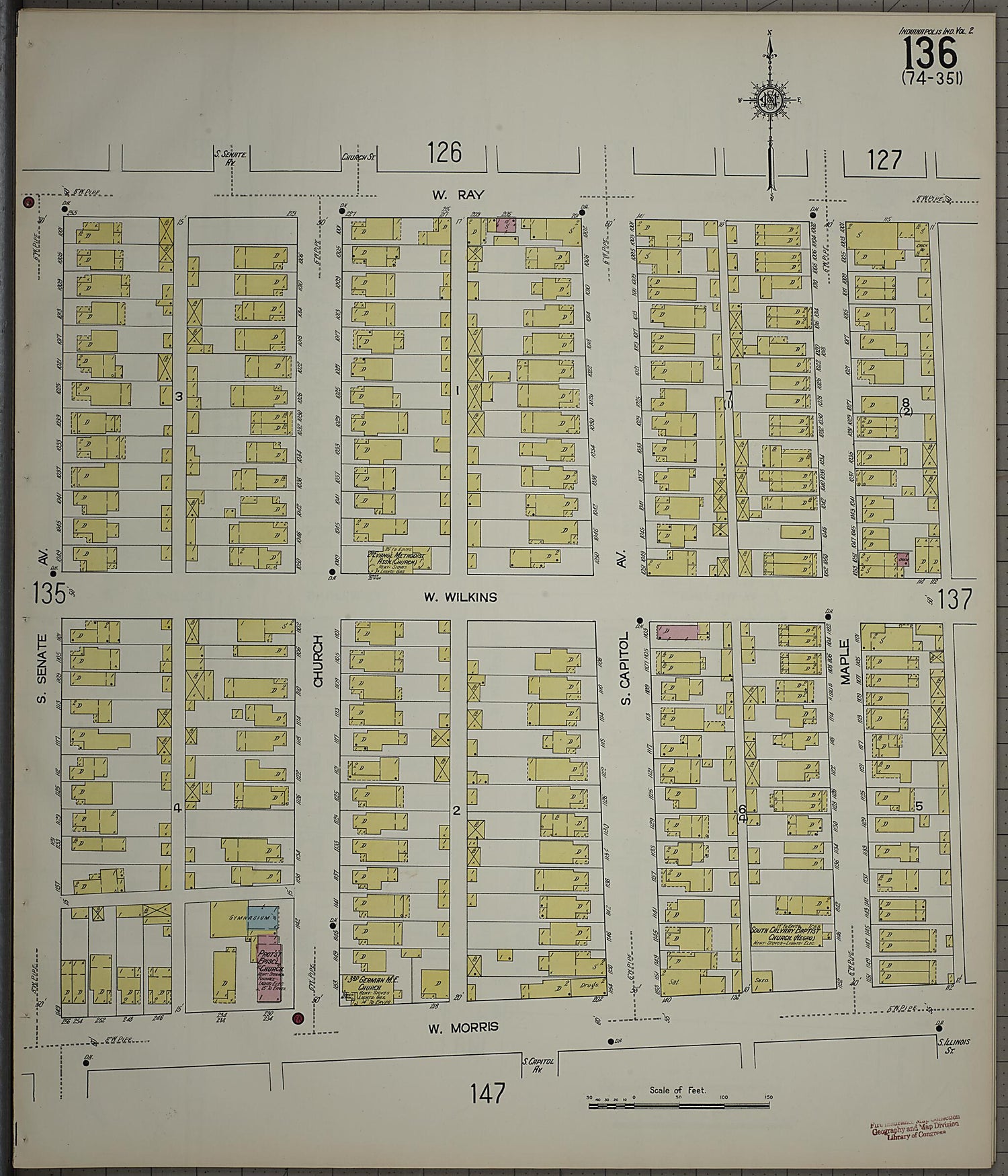 This old map of Indianapolis, Marion County, Indiana was created by Sanborn Map Company in 1914