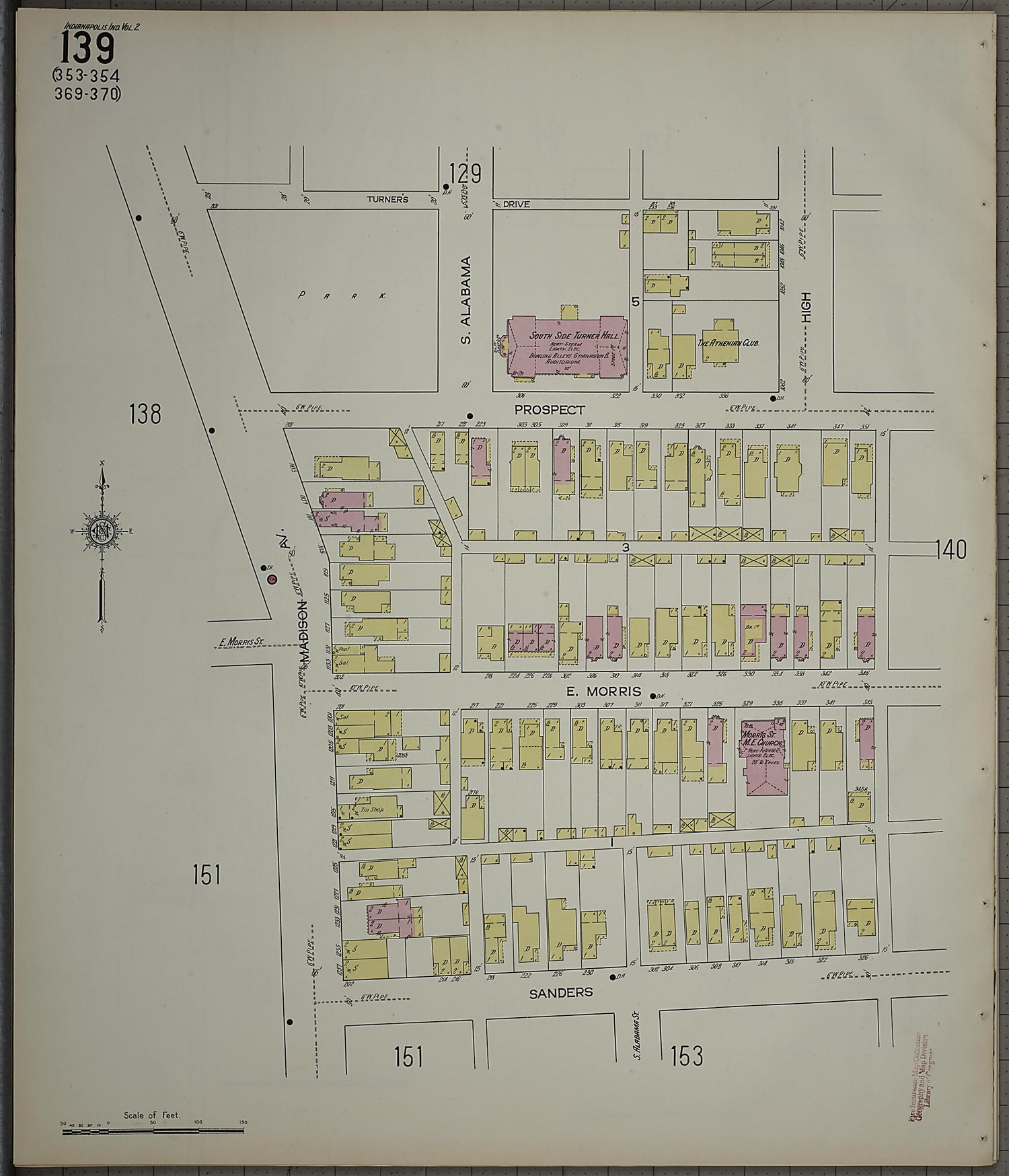 This old map of Indianapolis, Marion County, Indiana was created by Sanborn Map Company in 1914