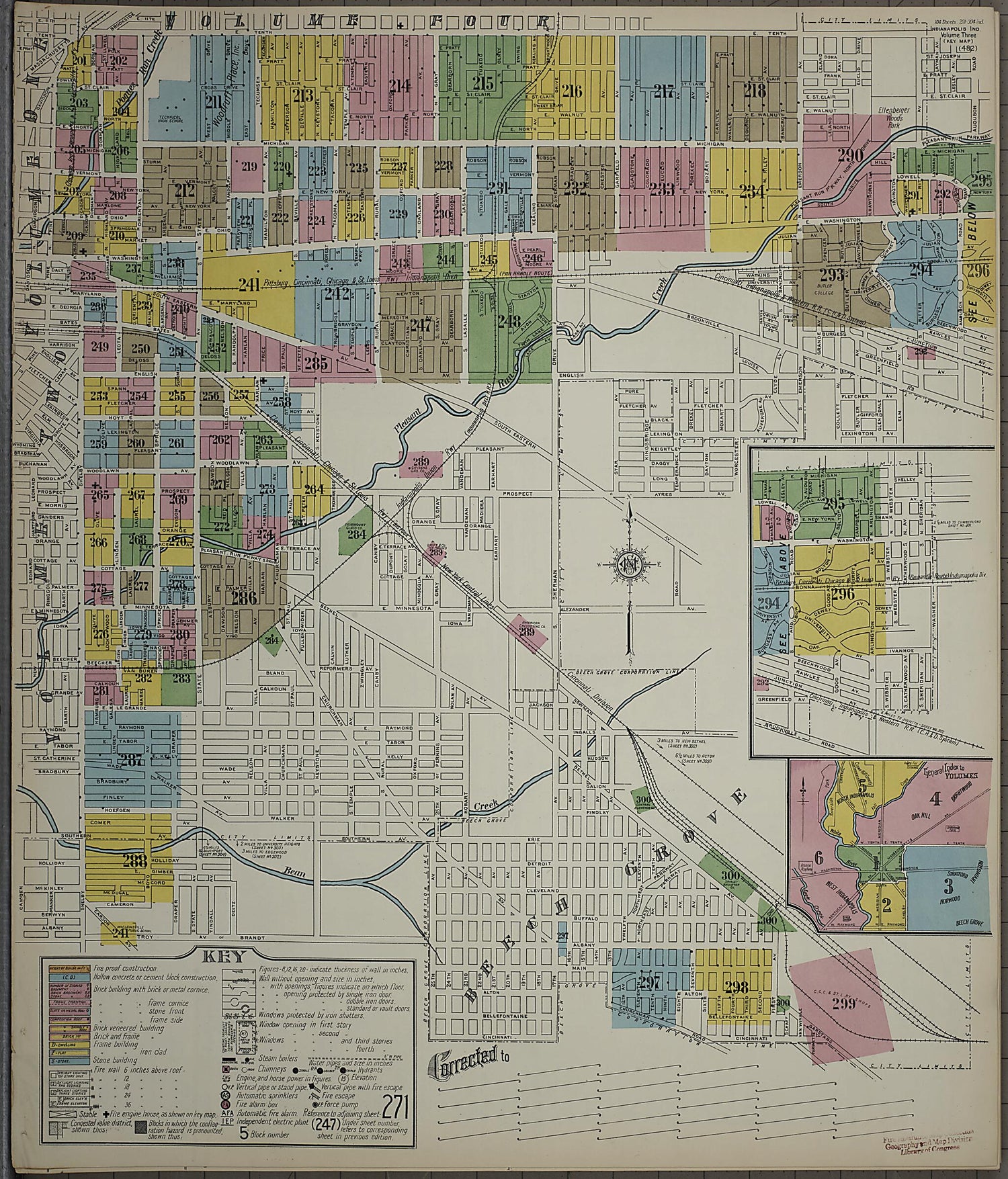 This old map of Indianapolis, Marion County, Indiana was created by Sanborn Map Company in 1915