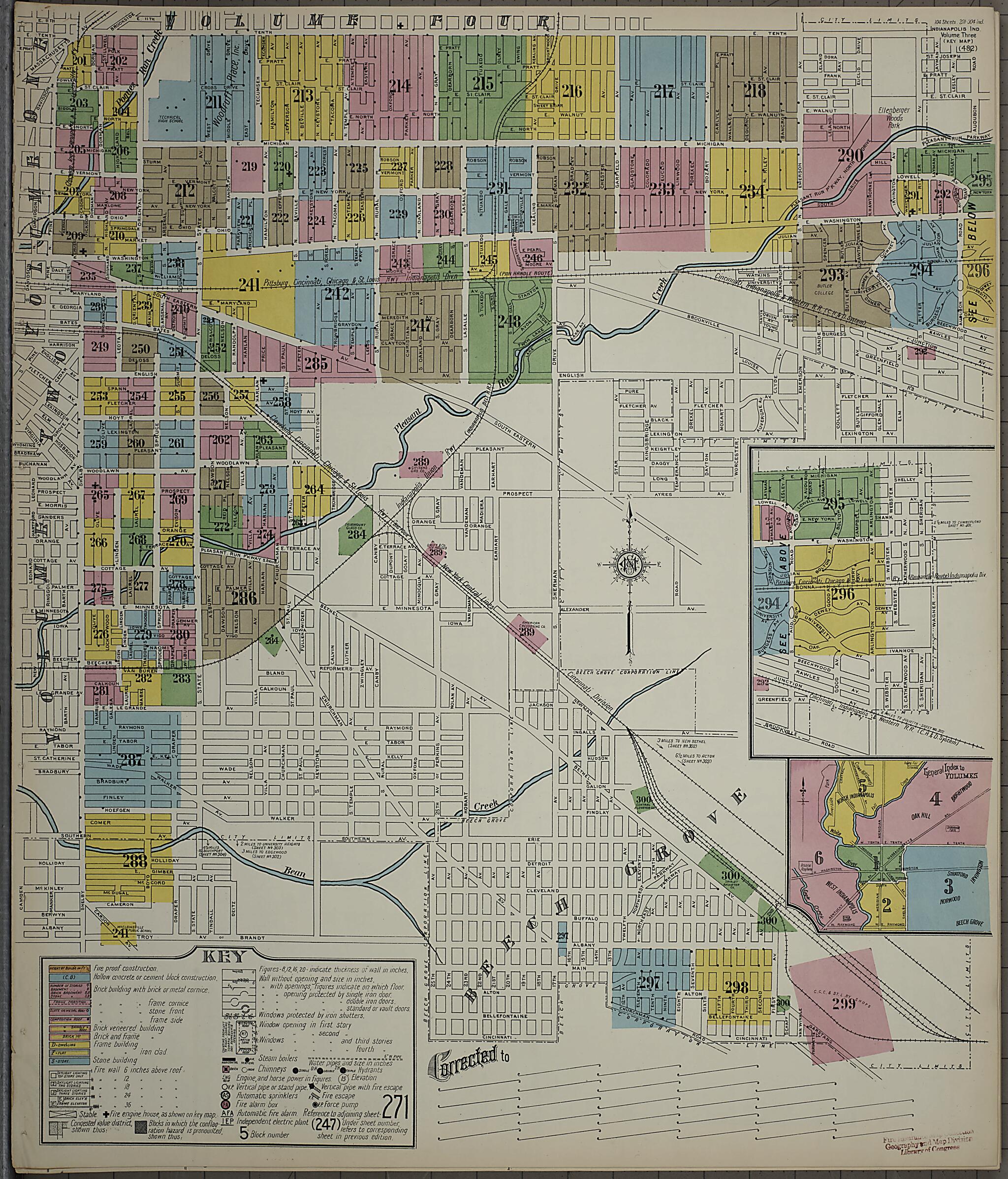 This old map of Indianapolis, Marion County, Indiana was created by Sanborn Map Company in 1915