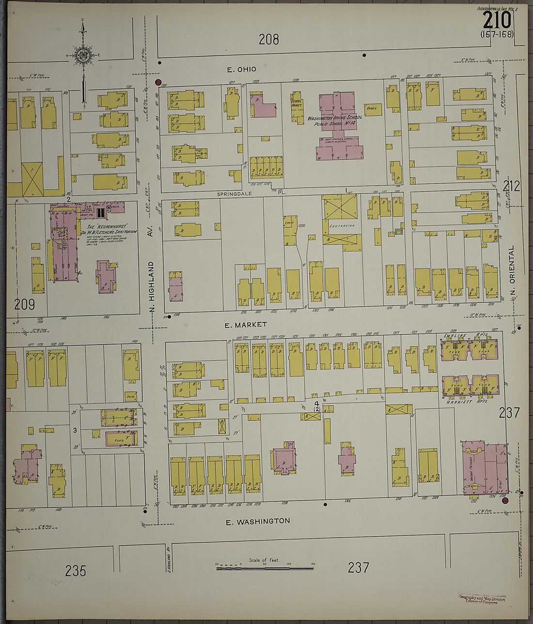 This old map of Indianapolis, Marion County, Indiana was created by Sanborn Map Company in 1915