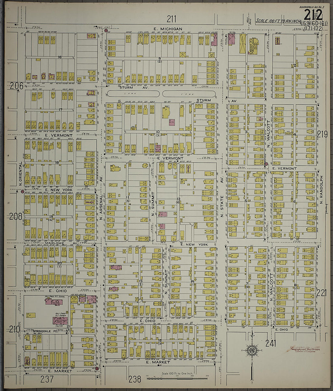 This old map of Indianapolis, Marion County, Indiana was created by Sanborn Map Company in 1915