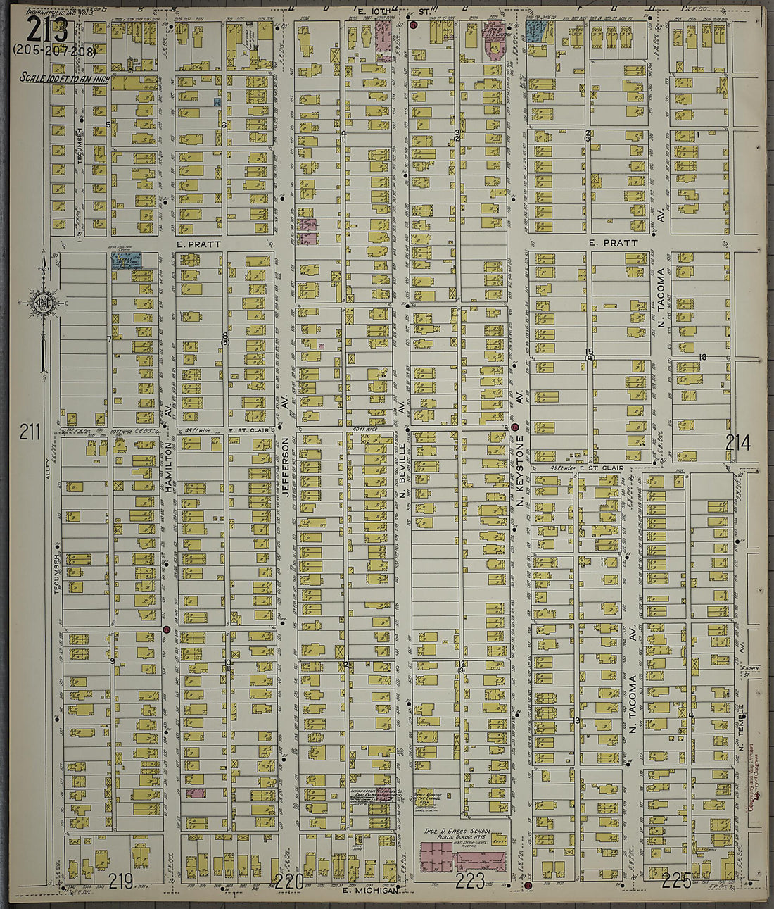 This old map of Indianapolis, Marion County, Indiana was created by Sanborn Map Company in 1915